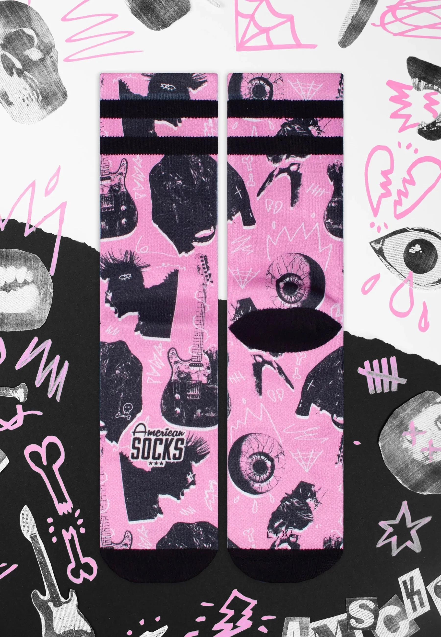 American Socks - Street Riot Mid High Pink - Socks