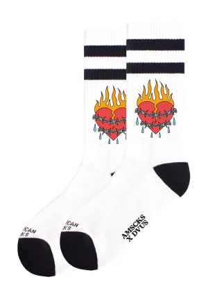 American Socks - United Hearts Mid High White - Socks
