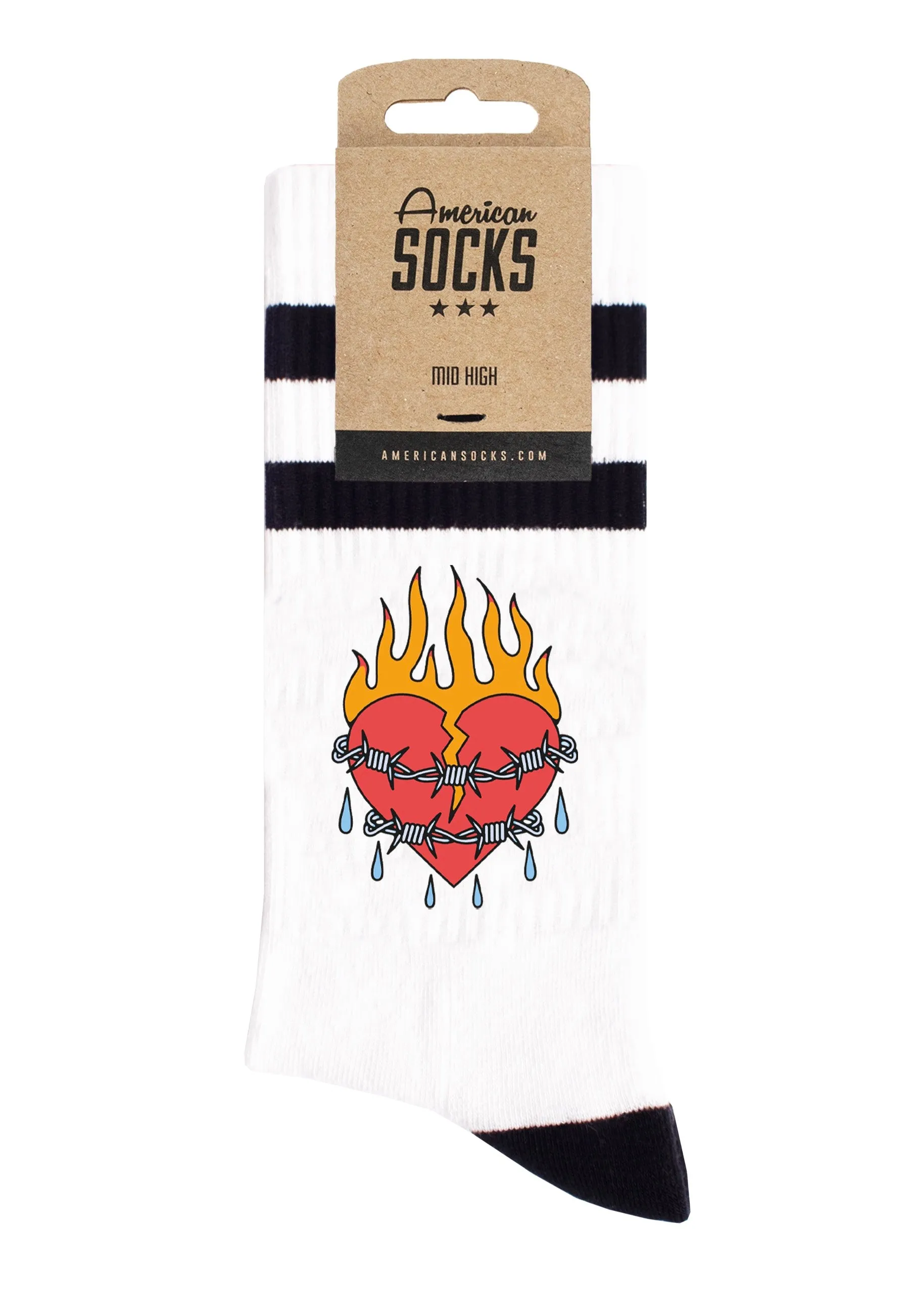American Socks - United Hearts Mid High White - Socks