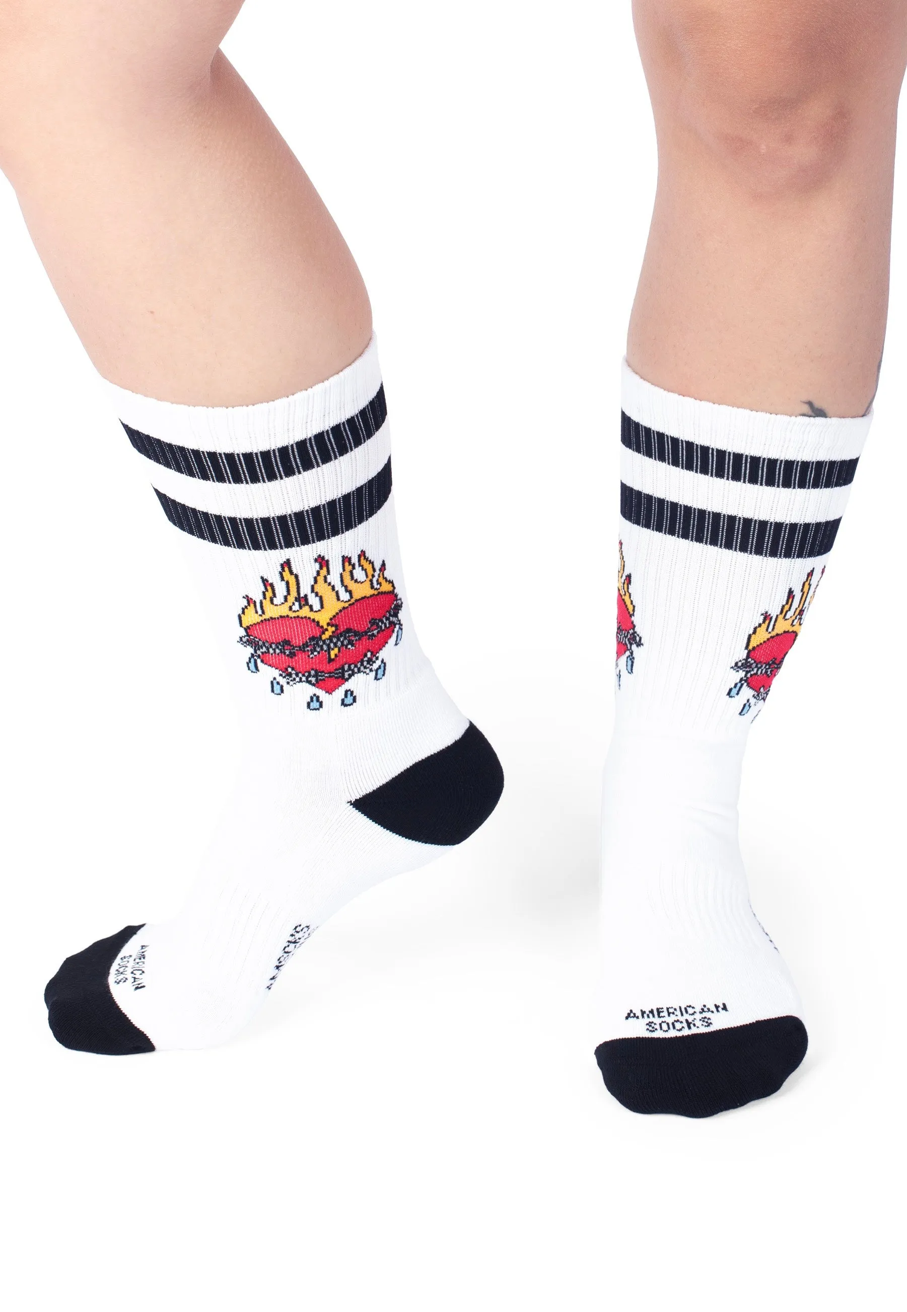 American Socks - United Hearts Mid High White - Socks