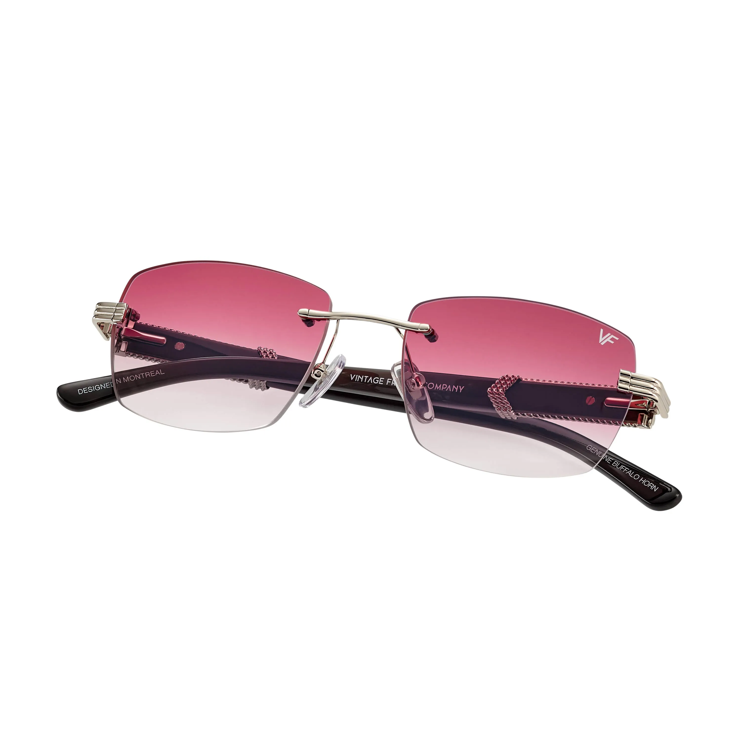 Bal Harbour Buffs Rimless Black Buffalo Horn 24KT White Gold