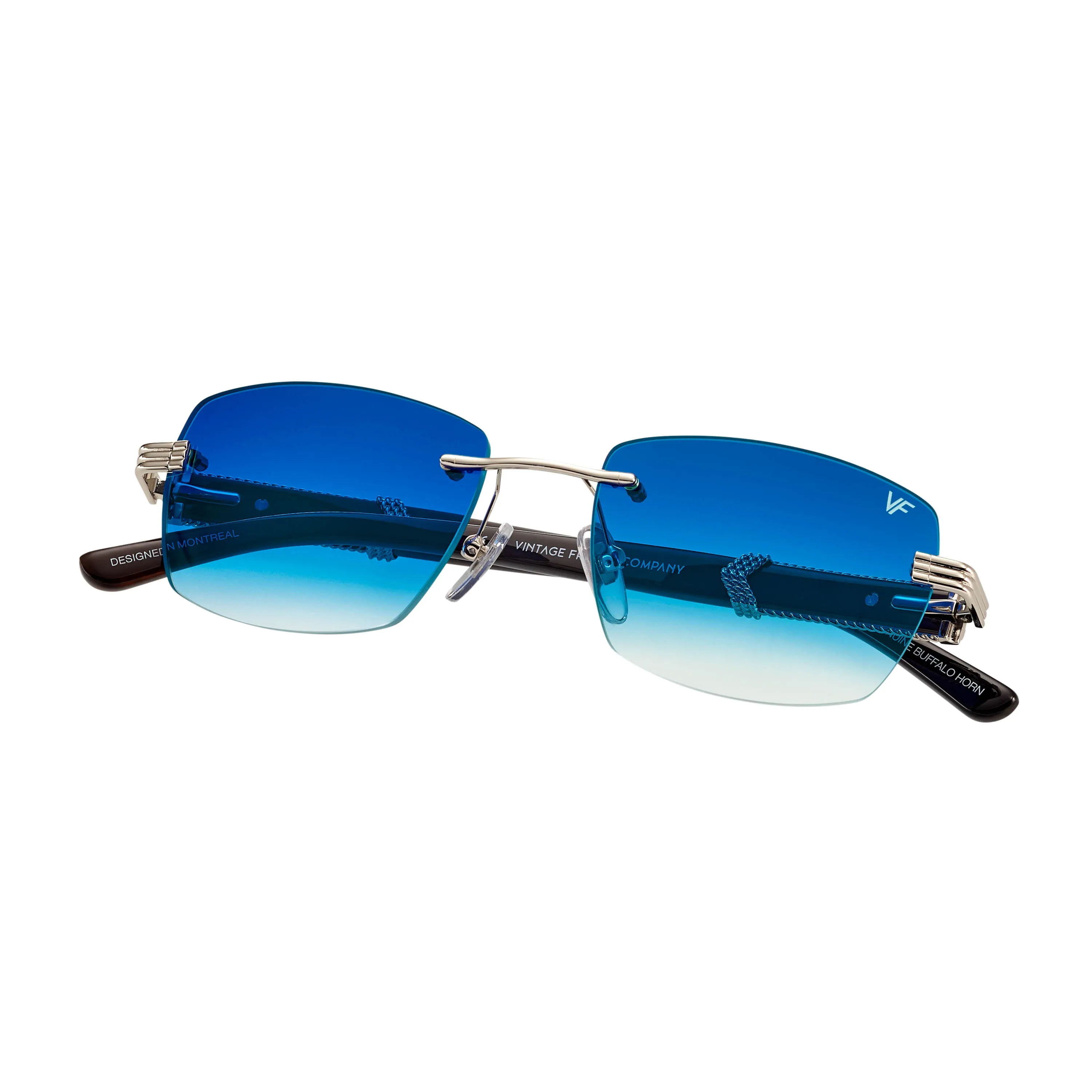 Bal Harbour Buffs Rimless Black Buffalo Horn 24KT White Gold