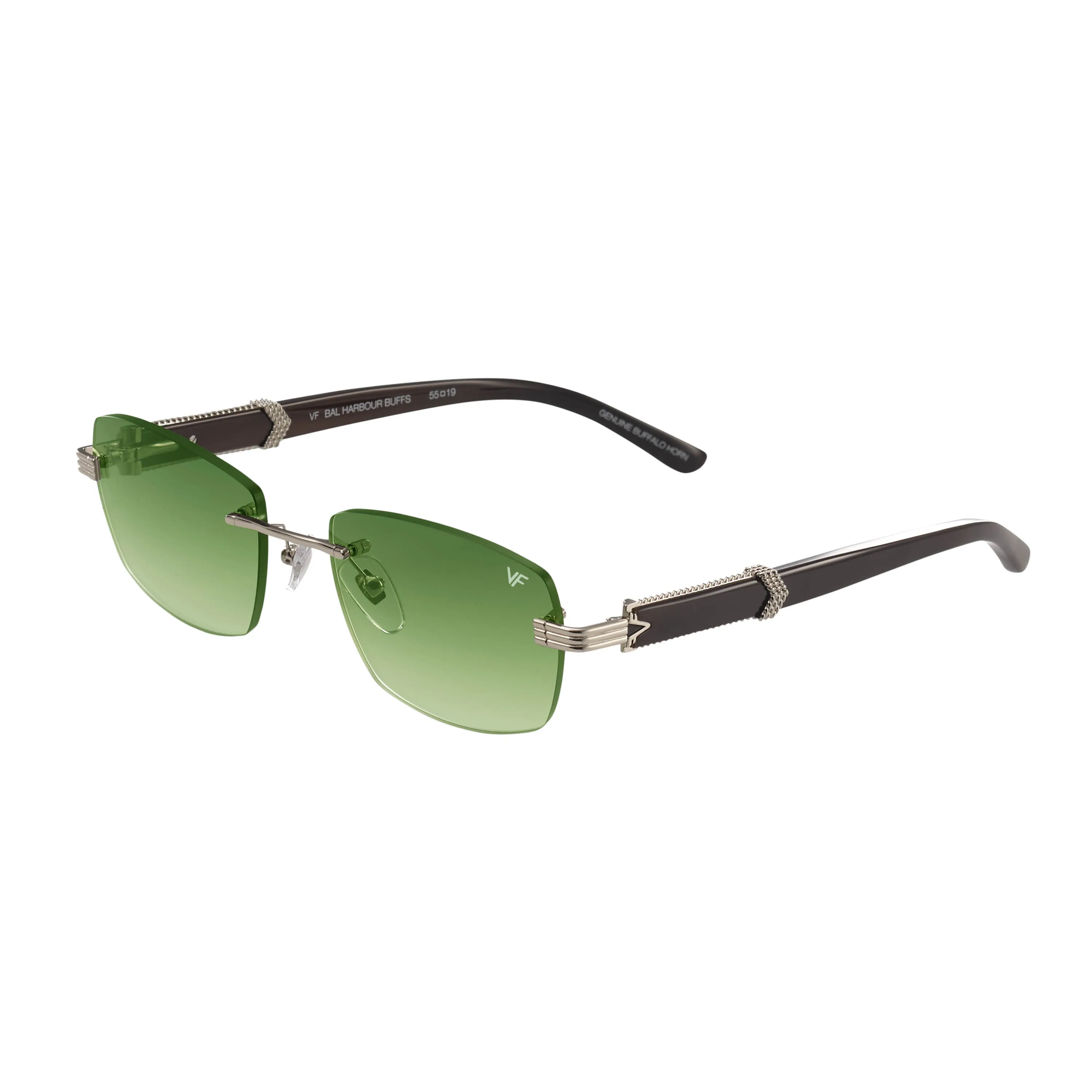 Bal Harbour Buffs Rimless Black Buffalo Horn 24KT White Gold