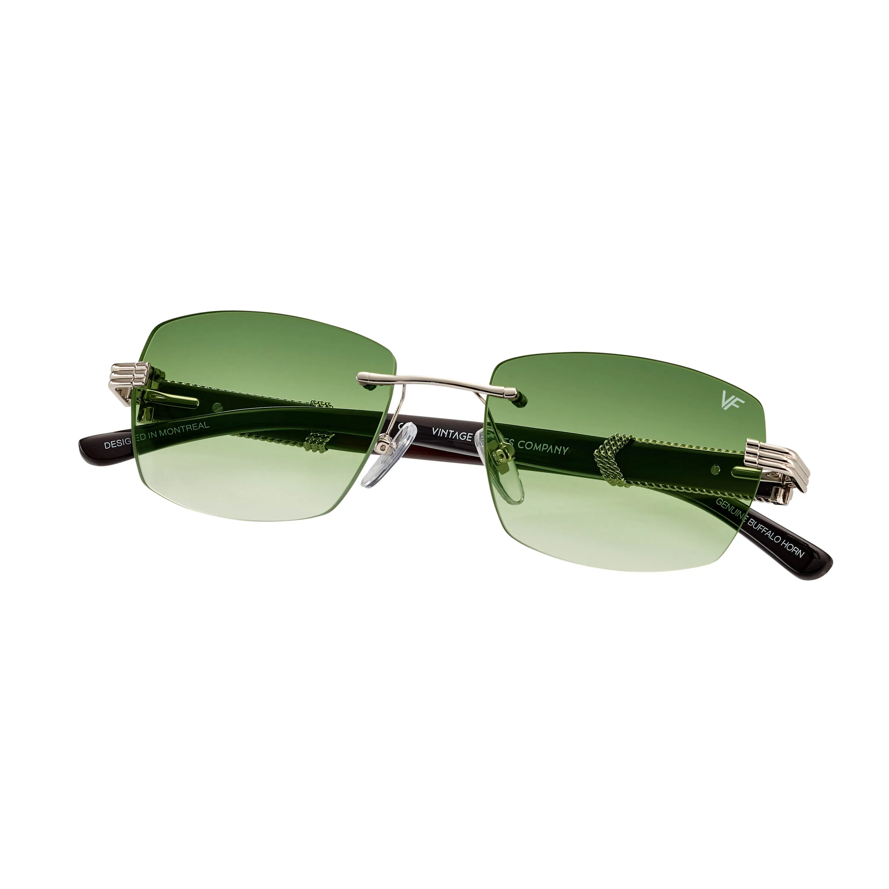 Bal Harbour Buffs Rimless Black Buffalo Horn 24KT White Gold