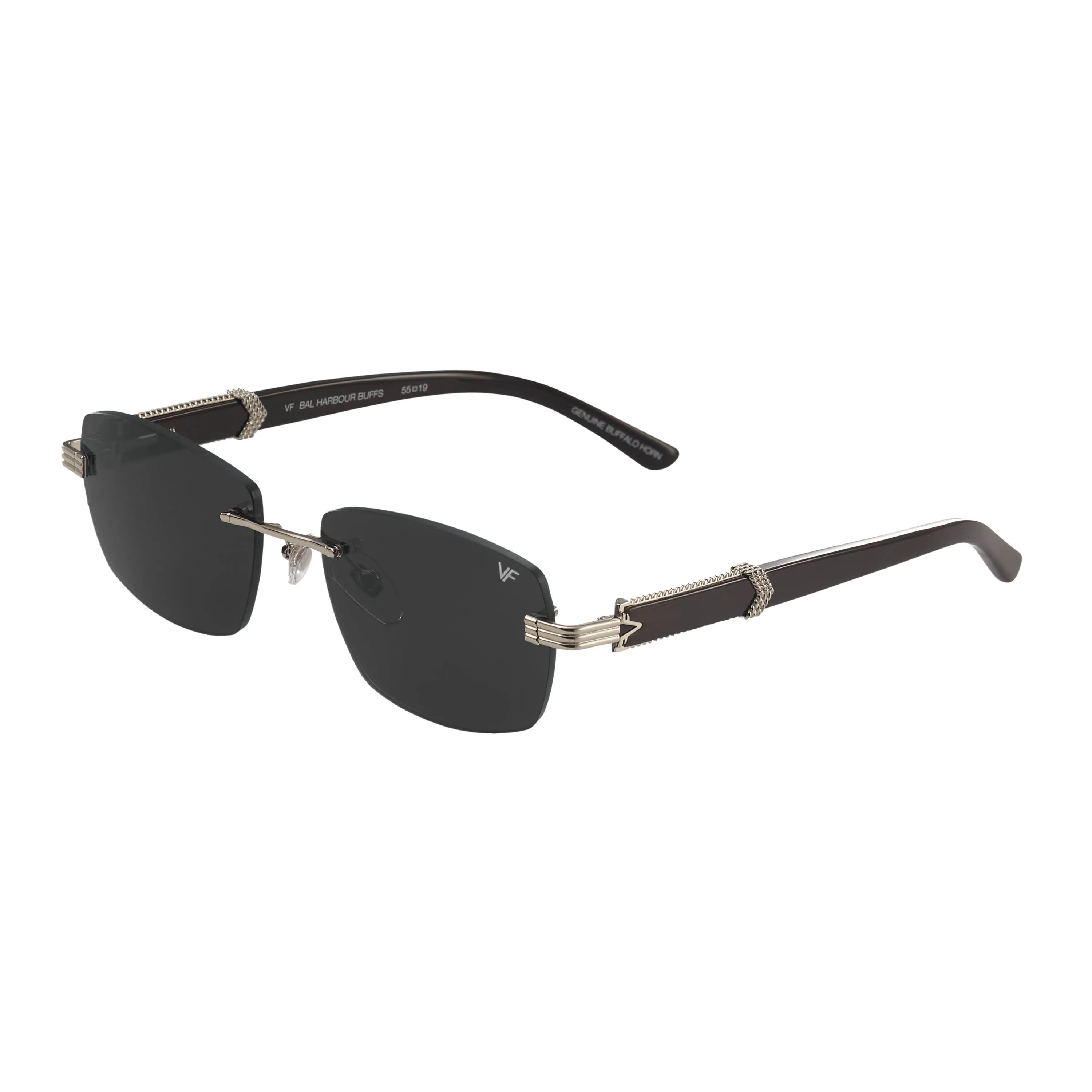 Bal Harbour Buffs Rimless Black Buffalo Horn 24KT White Gold