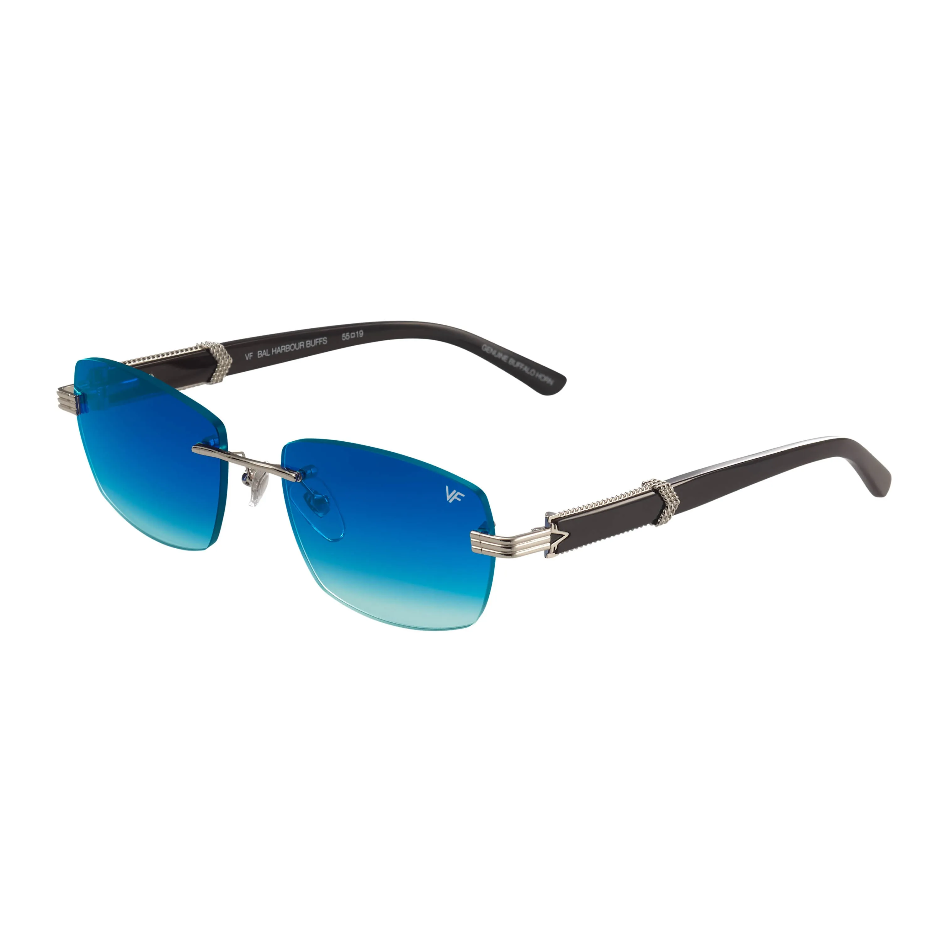 Bal Harbour Buffs Rimless Black Buffalo Horn 24KT White Gold