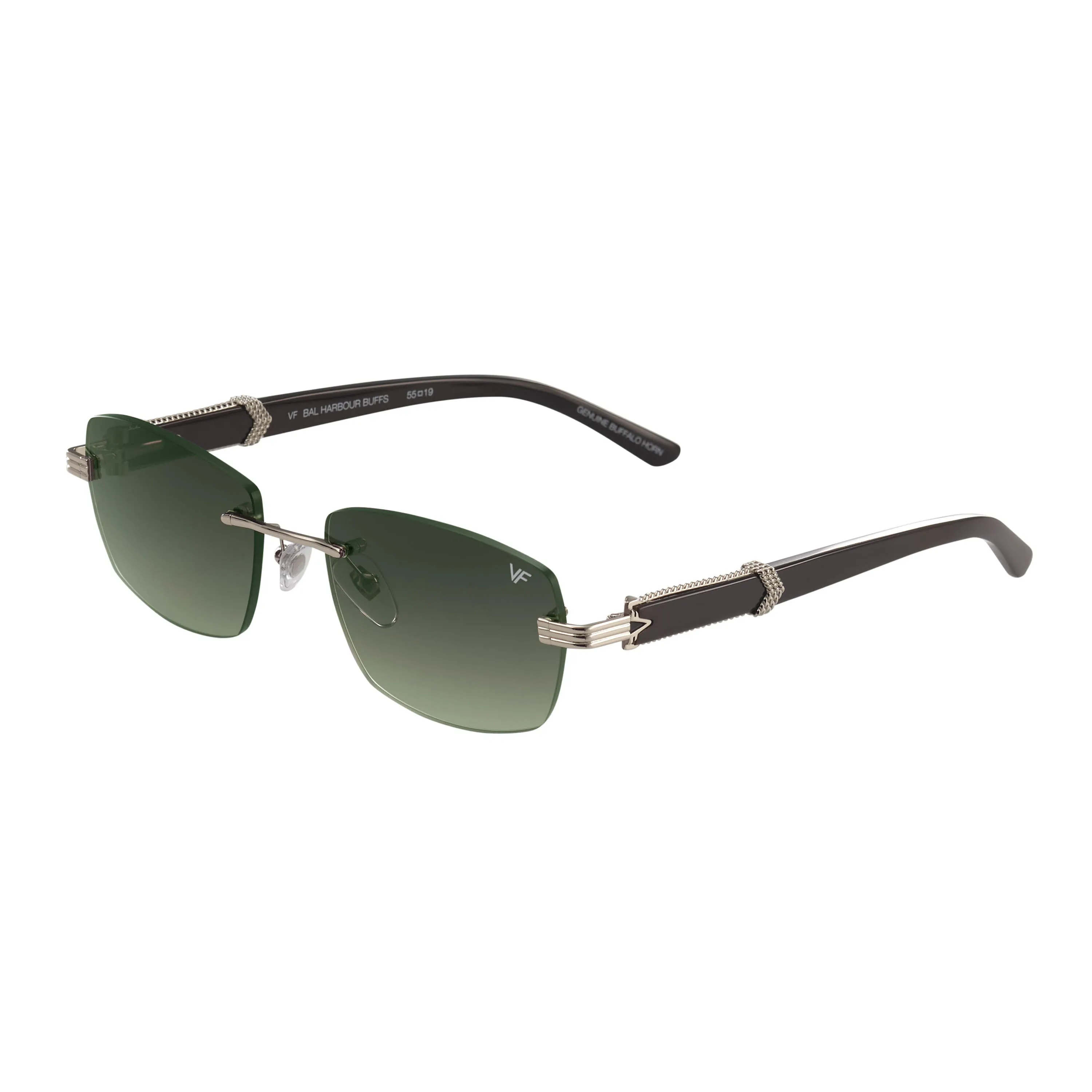 Bal Harbour Buffs Rimless Black Buffalo Horn 24KT White Gold