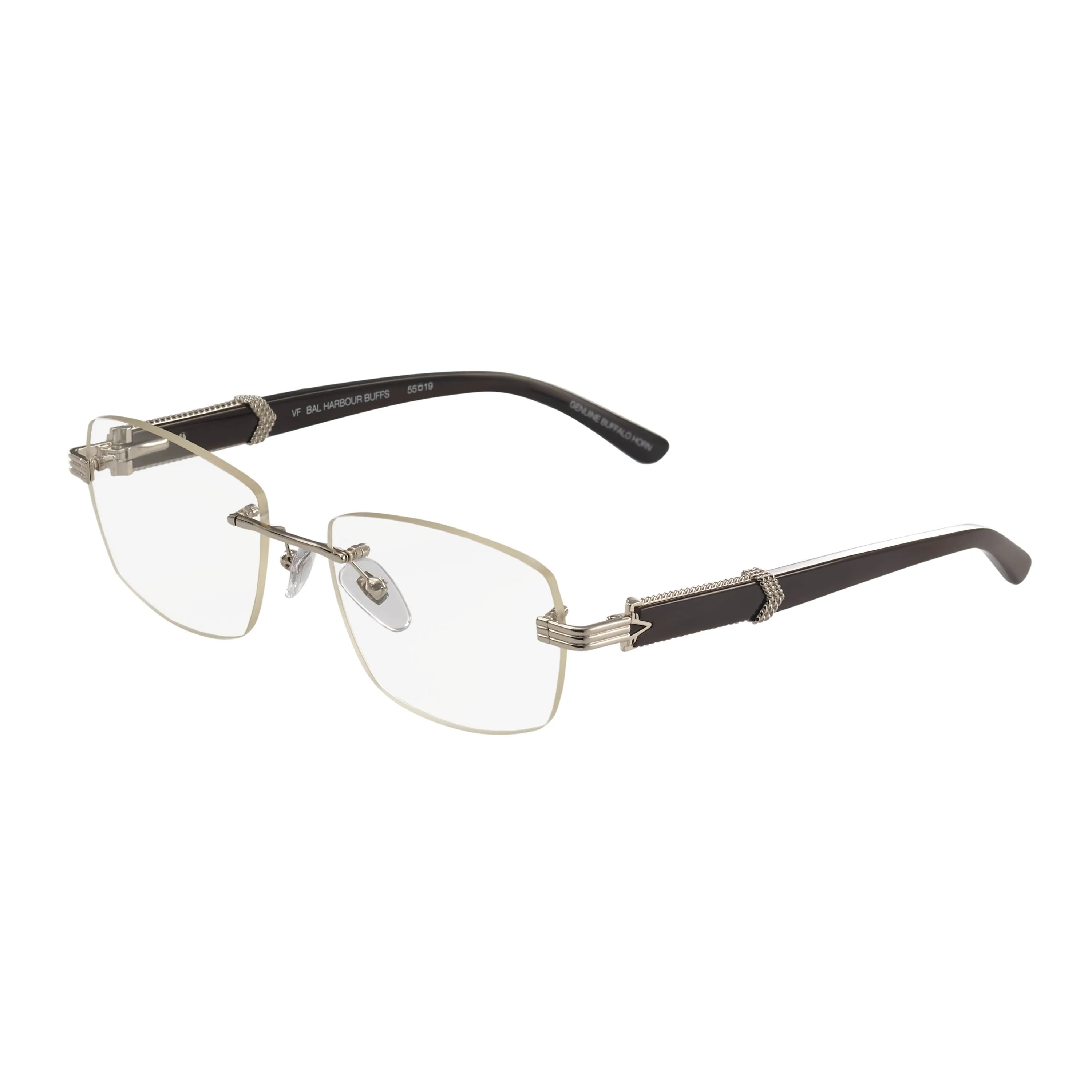 Bal Harbour Buffs Rimless Black Buffalo Horn 24KT White Gold