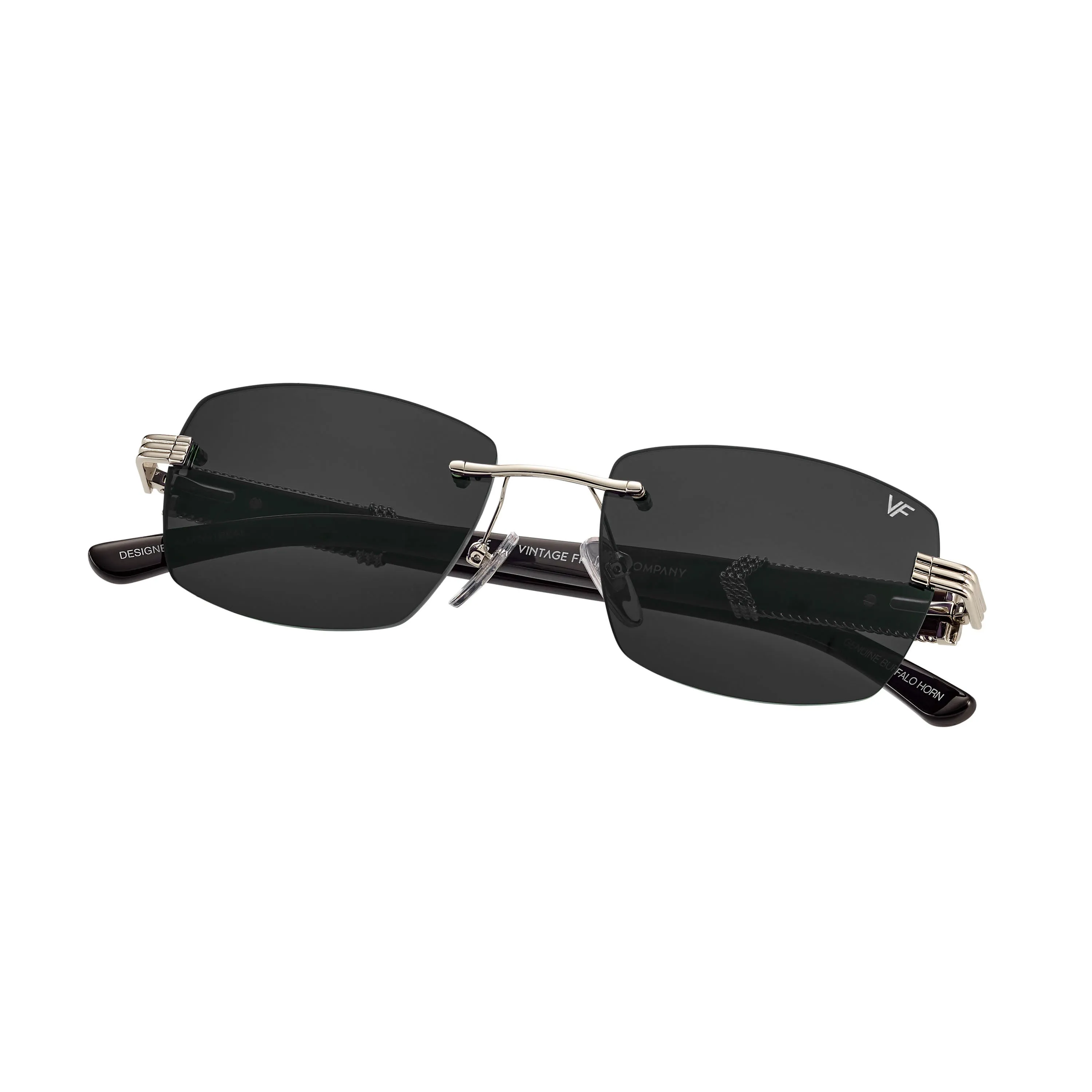Bal Harbour Buffs Rimless Black Buffalo Horn 24KT White Gold
