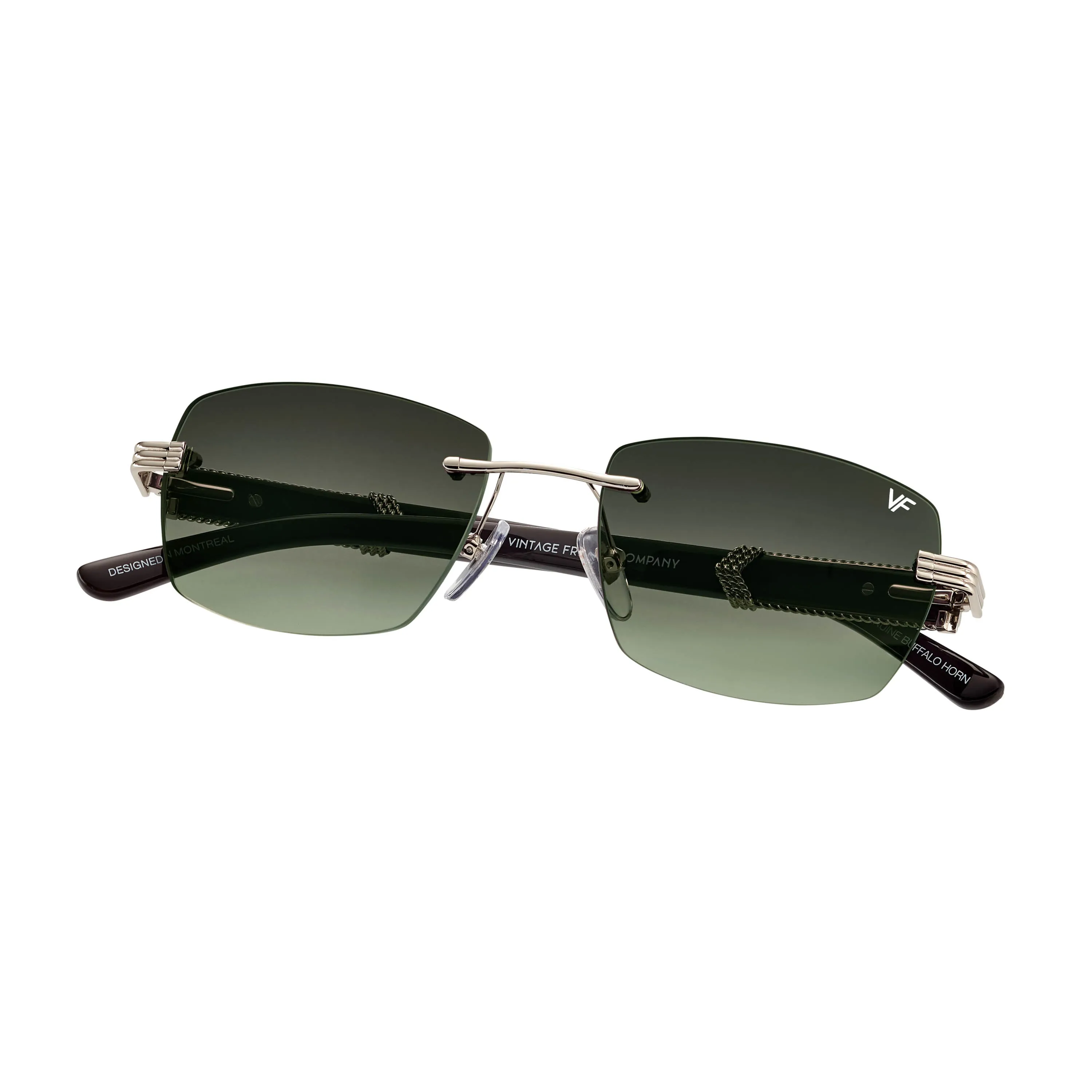 Bal Harbour Buffs Rimless Black Buffalo Horn 24KT White Gold