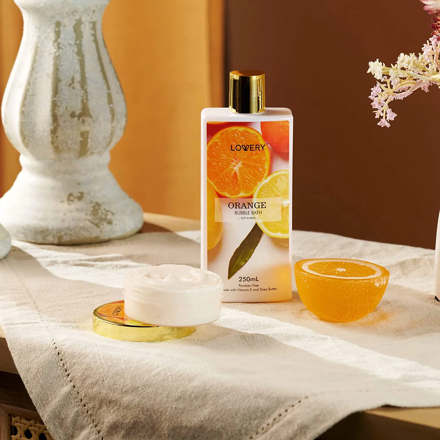 Bath and Body Care Gift Set, Home Spa Kit in Lemon, Orange, Grapefruit Lime Scents, Relaxing Stress Relief Gift, 19 Piece