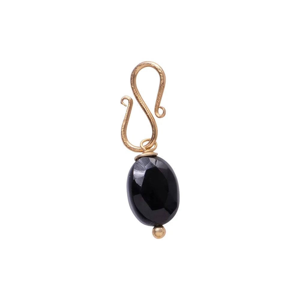 Black Onyx Gold Plated Faceted Gemstone Pendant