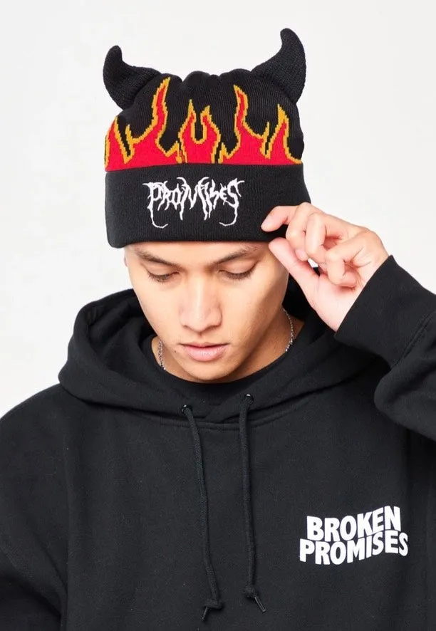 Broken Promises - Flames Devil Horn Black - Beanie