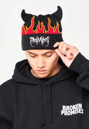 Broken Promises - Flames Devil Horn Black - Beanie
