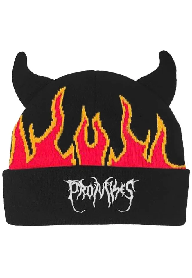 Broken Promises - Flames Devil Horn Black - Beanie