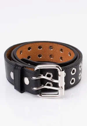Bullet69 - 2 Row Double Prong Eyelet Studded - Belt
