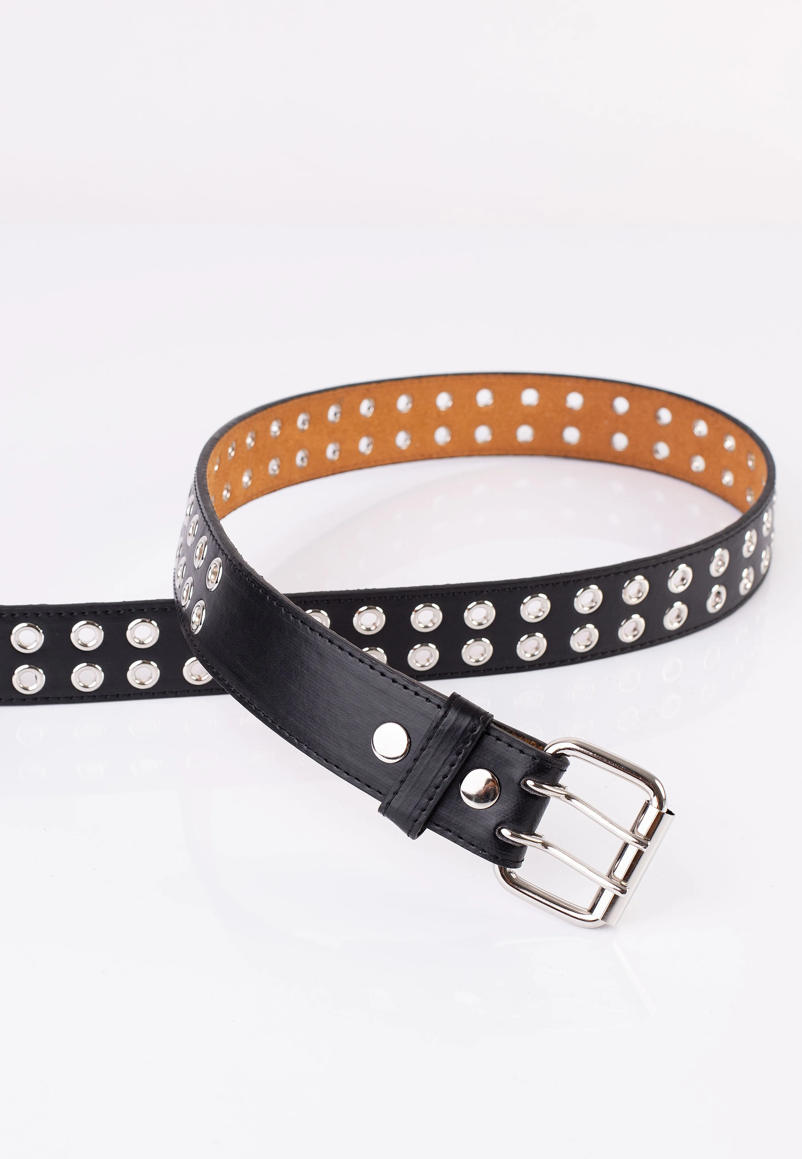 Bullet69 - 2 Row Double Prong Eyelet Studded - Belt