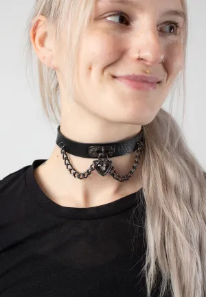Bullet69 - Heart Lock Neckband Black - Choker
