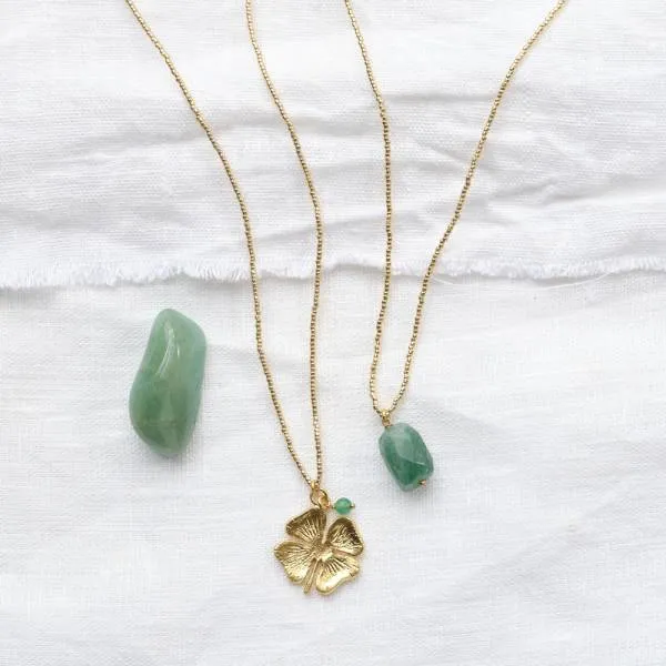 Calm Aventurine Gold Coloured Necklace