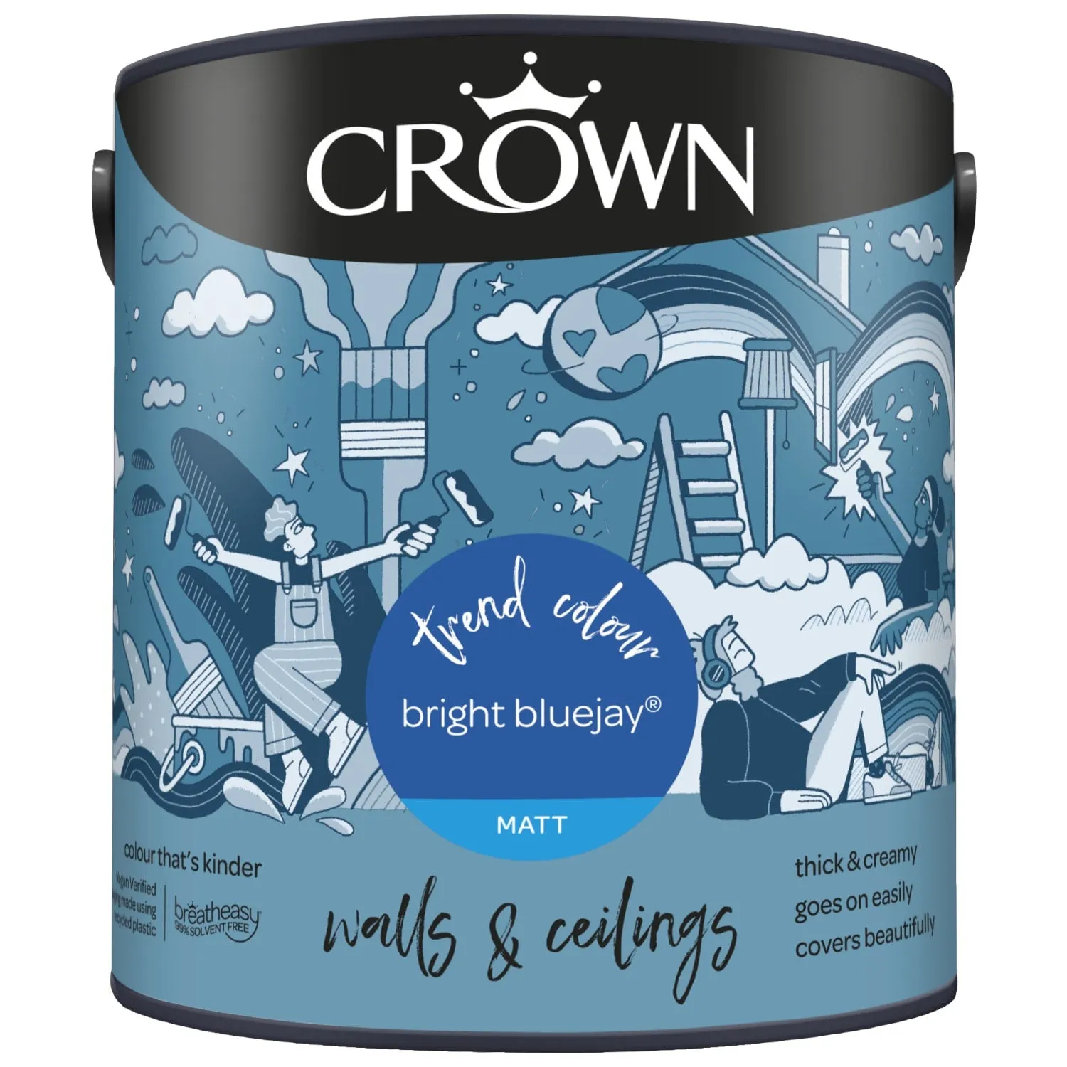 Crown Paints Walls & Ceilings Matt Emulsion Paint - Blues