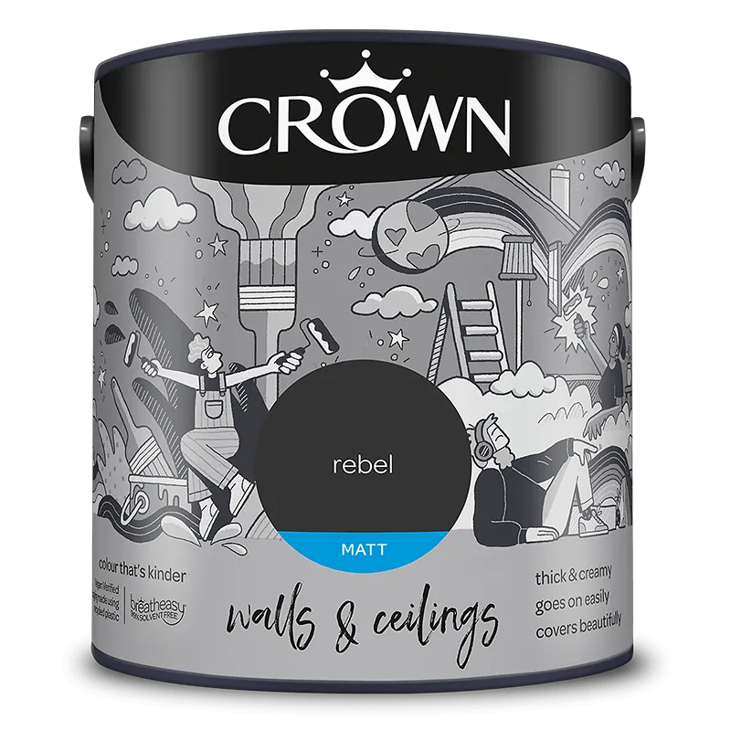 Crown Paints Walls & Ceilings Matt Emulsion Paint - Greys
