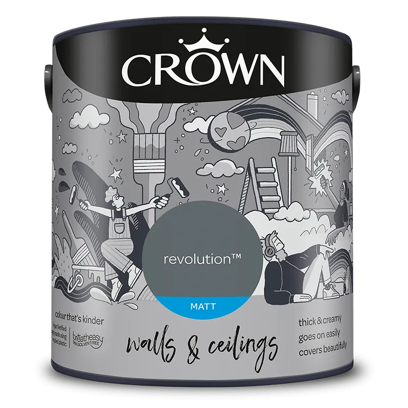 Crown Paints Walls & Ceilings Matt Emulsion Paint - Greys