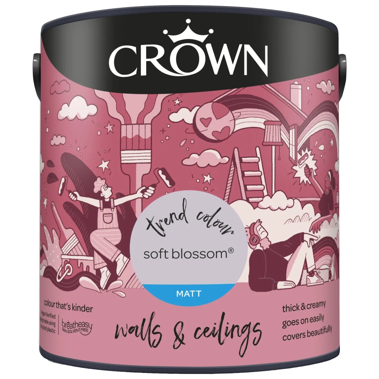 Crown Paints Walls & Ceilings Matt Emulsion Paint - Pinks