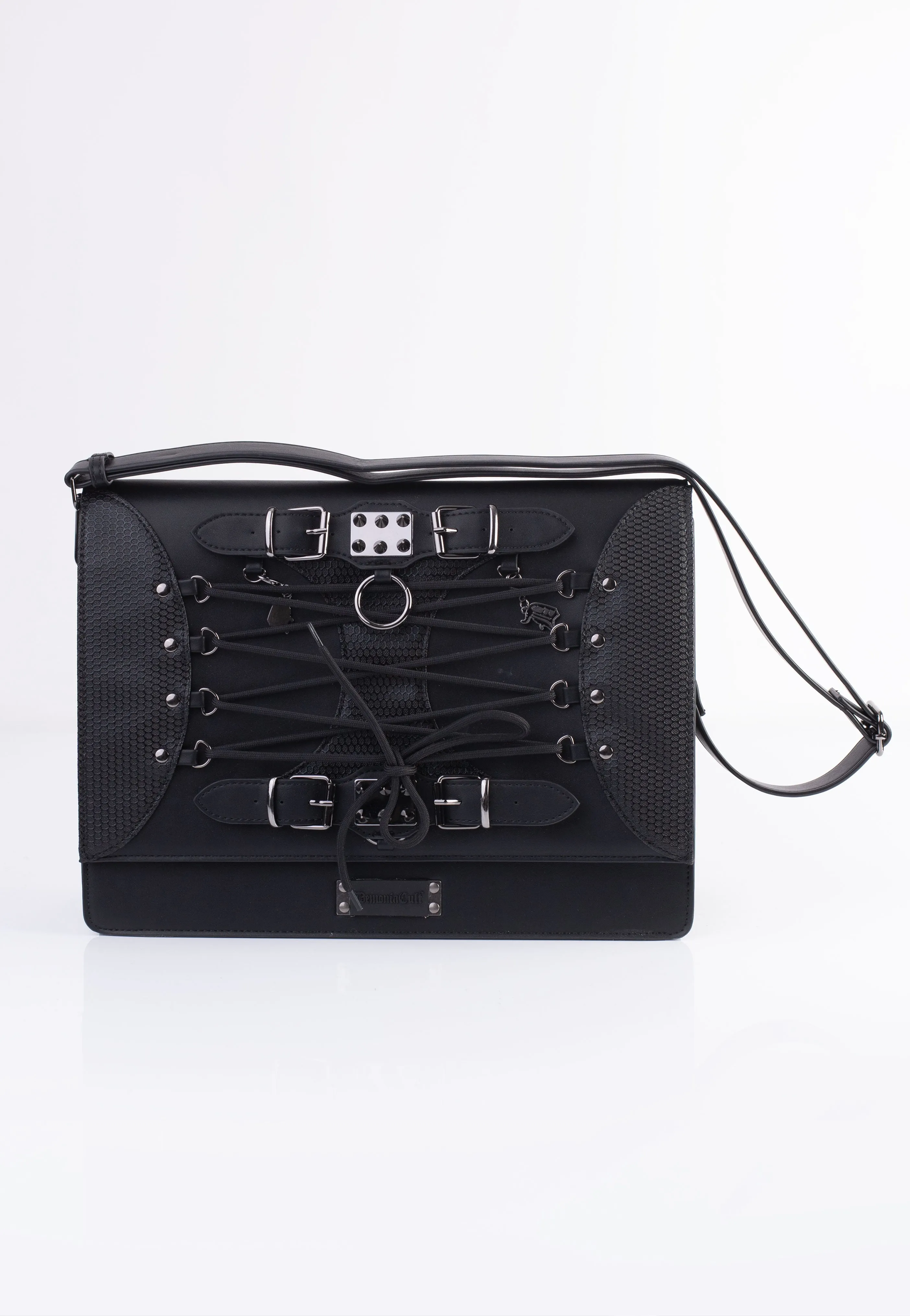 DemoniaCult - Faux Leather Large Crossbody Black - Messenger Bag