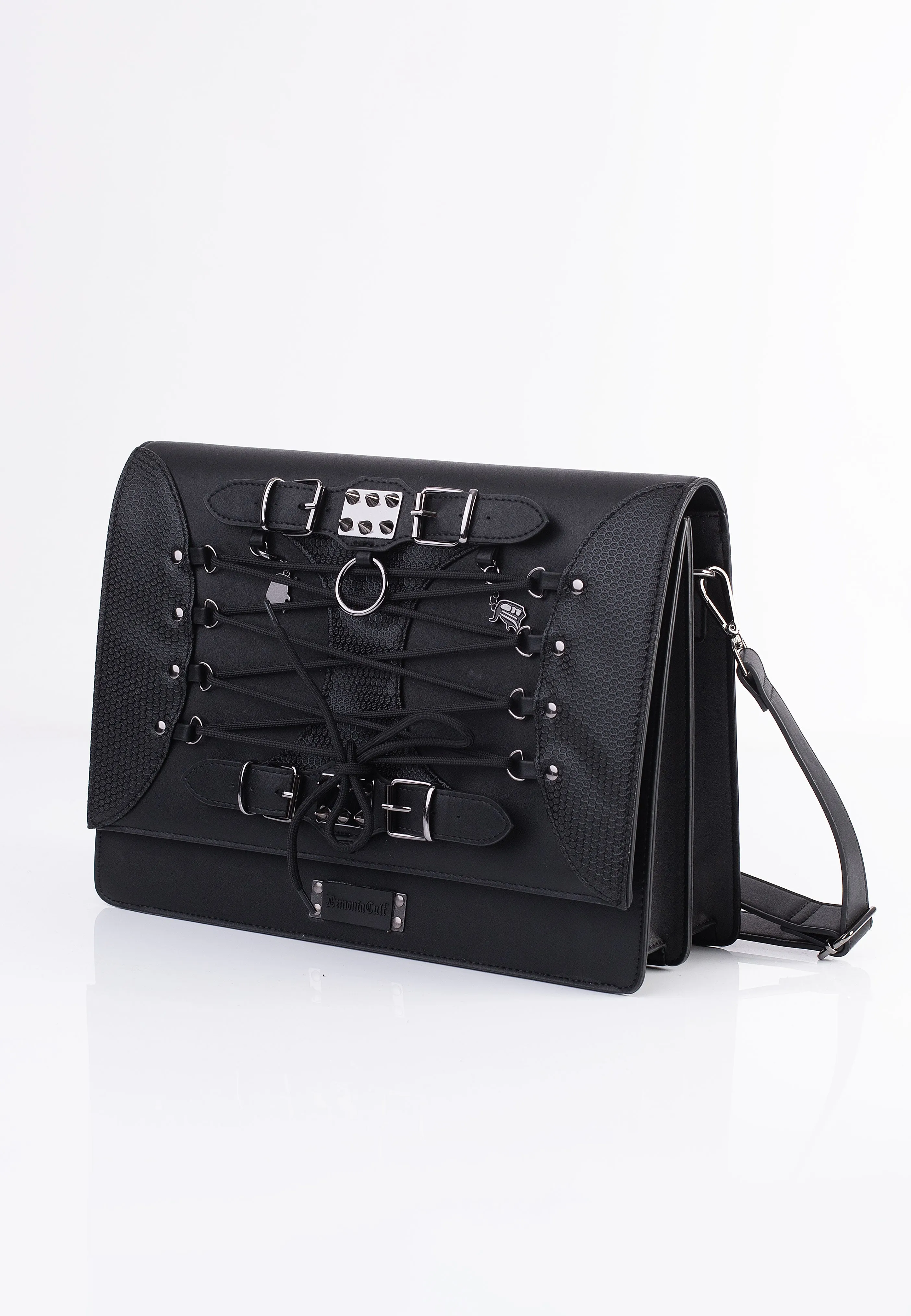 DemoniaCult - Faux Leather Large Crossbody Black - Messenger Bag