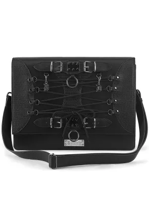 DemoniaCult - Faux Leather Large Crossbody Black - Messenger Bag