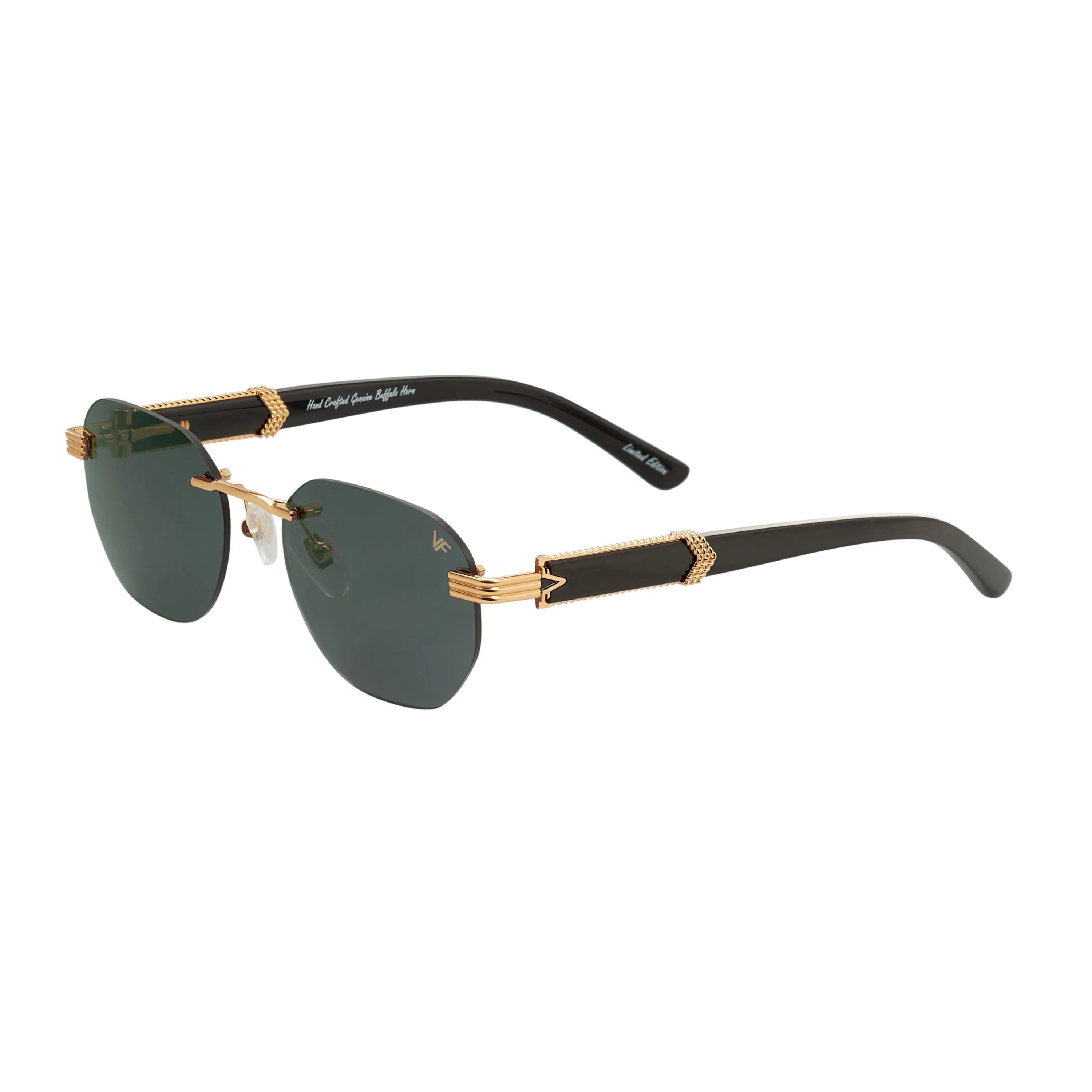 Detroit Player Buffs Rimless Black Buffalo Horn 24KT Gold