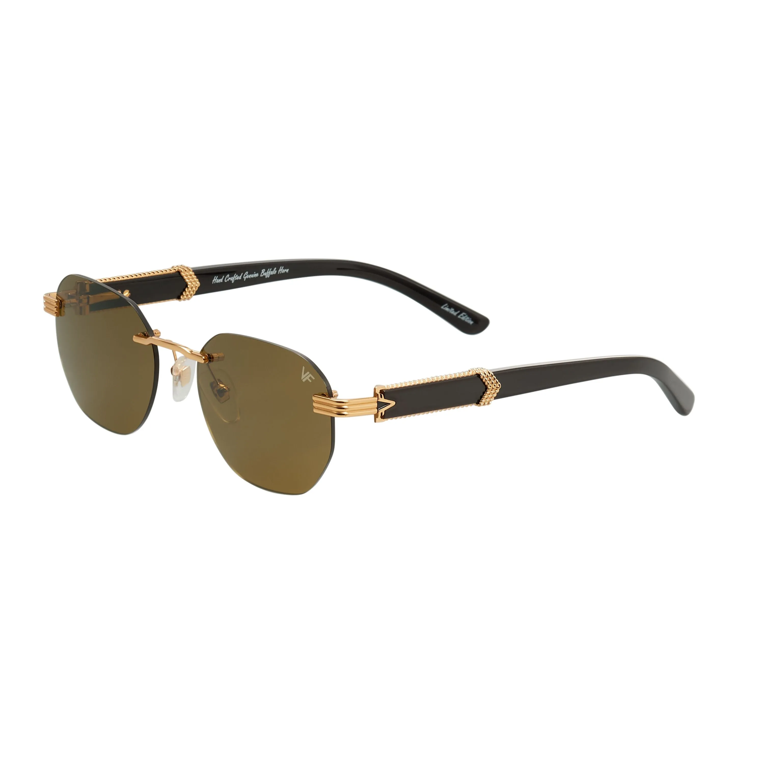 Detroit Player Buffs Rimless Black Buffalo Horn 24KT Gold
