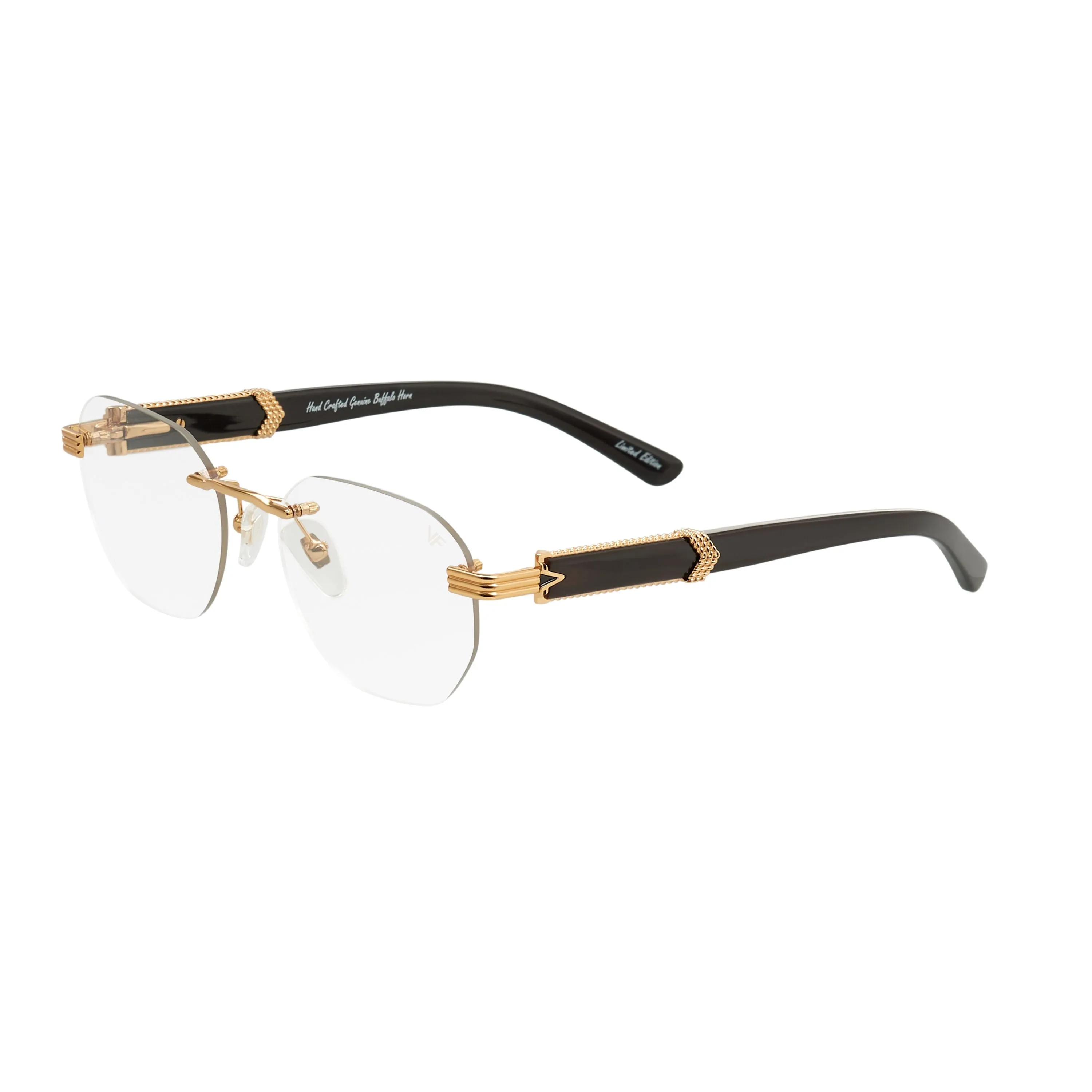 Detroit Player Buffs Rimless Black Buffalo Horn 24KT Gold