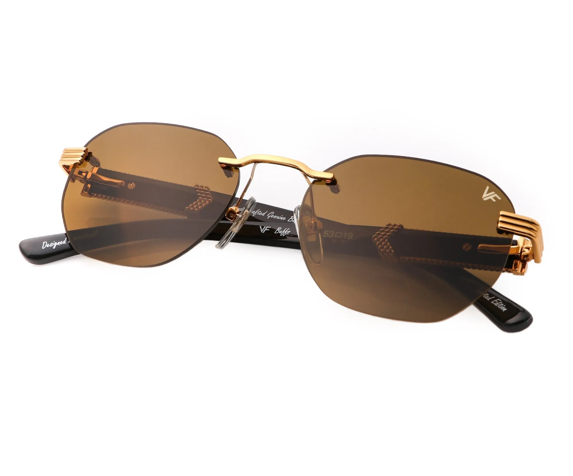 Detroit Player Buffs Rimless Black Buffalo Horn 24KT Gold