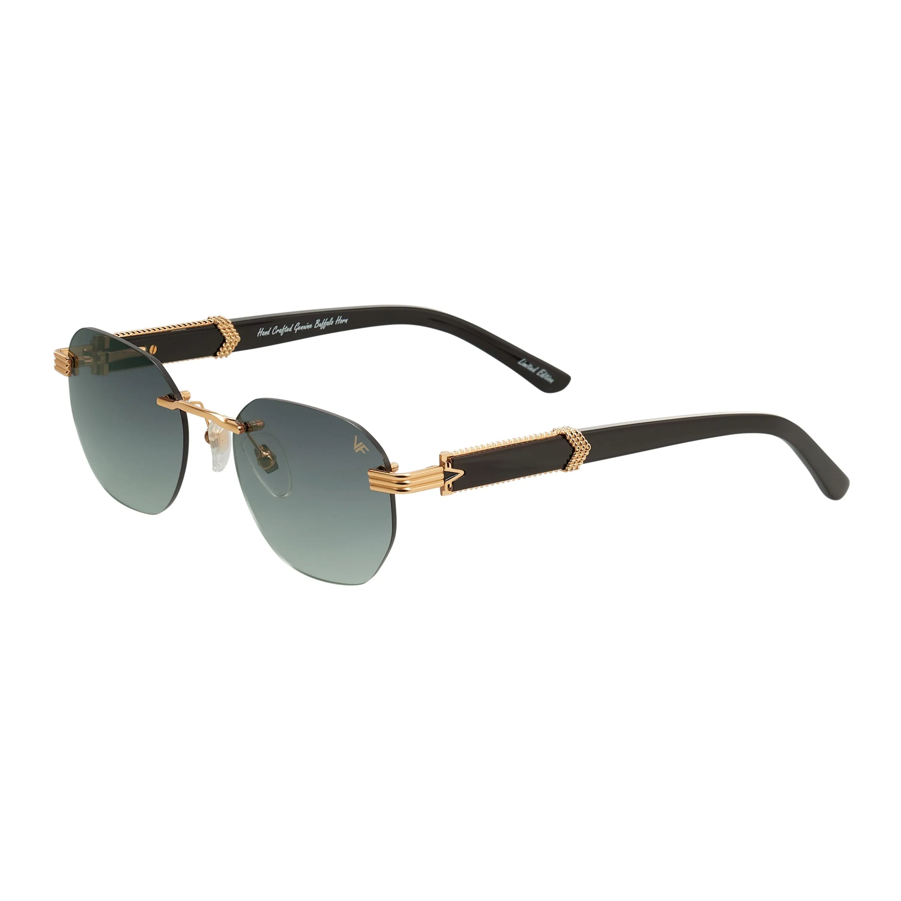 Detroit Player Buffs Rimless Black Buffalo Horn 24KT Gold