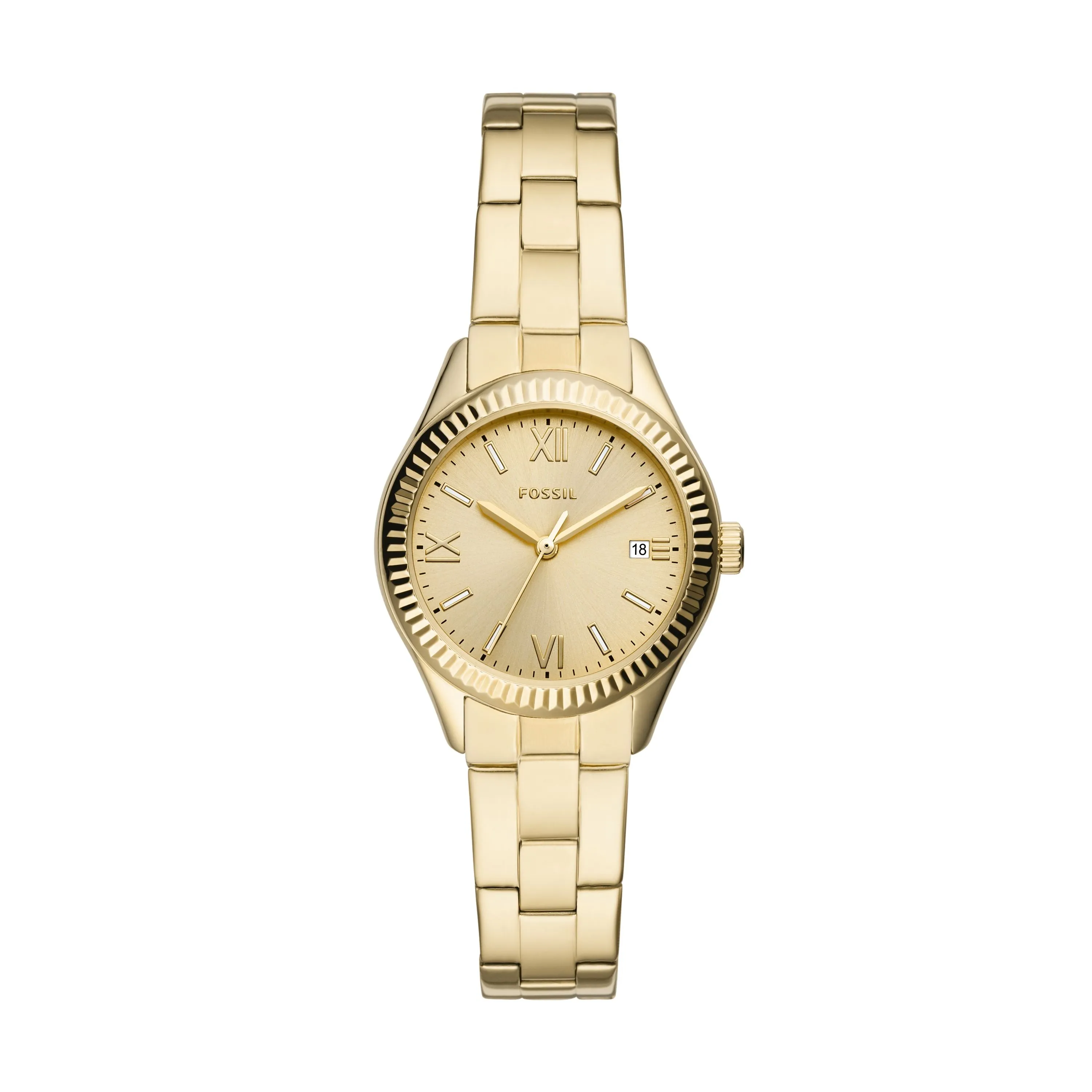 Fossil Women's Rye Three-Hand Date, Gold-Tone Stainless Steel Watch