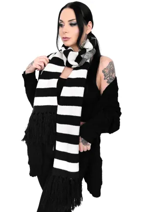 Foxblood - Black/White Striped Fringe Black/White - Scarf