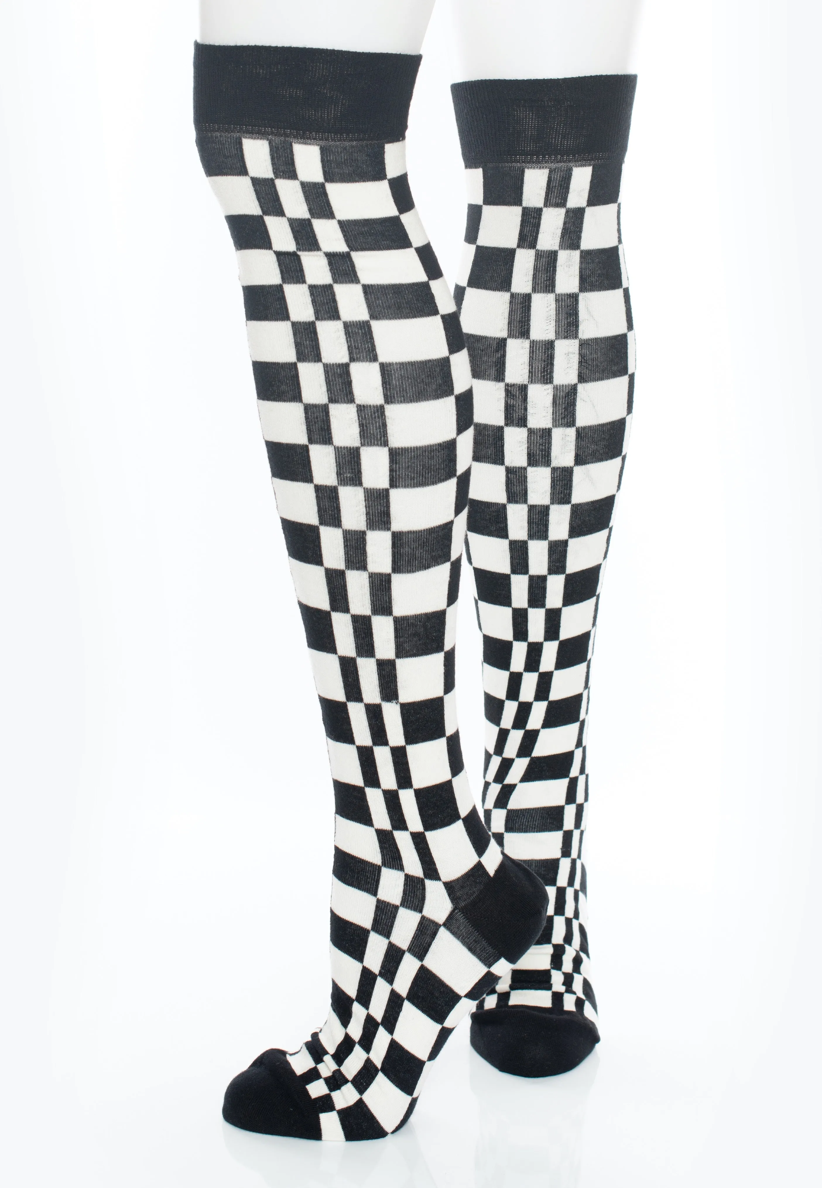 Fred Perry - Long Chequerboard Black/Ecru - Socks