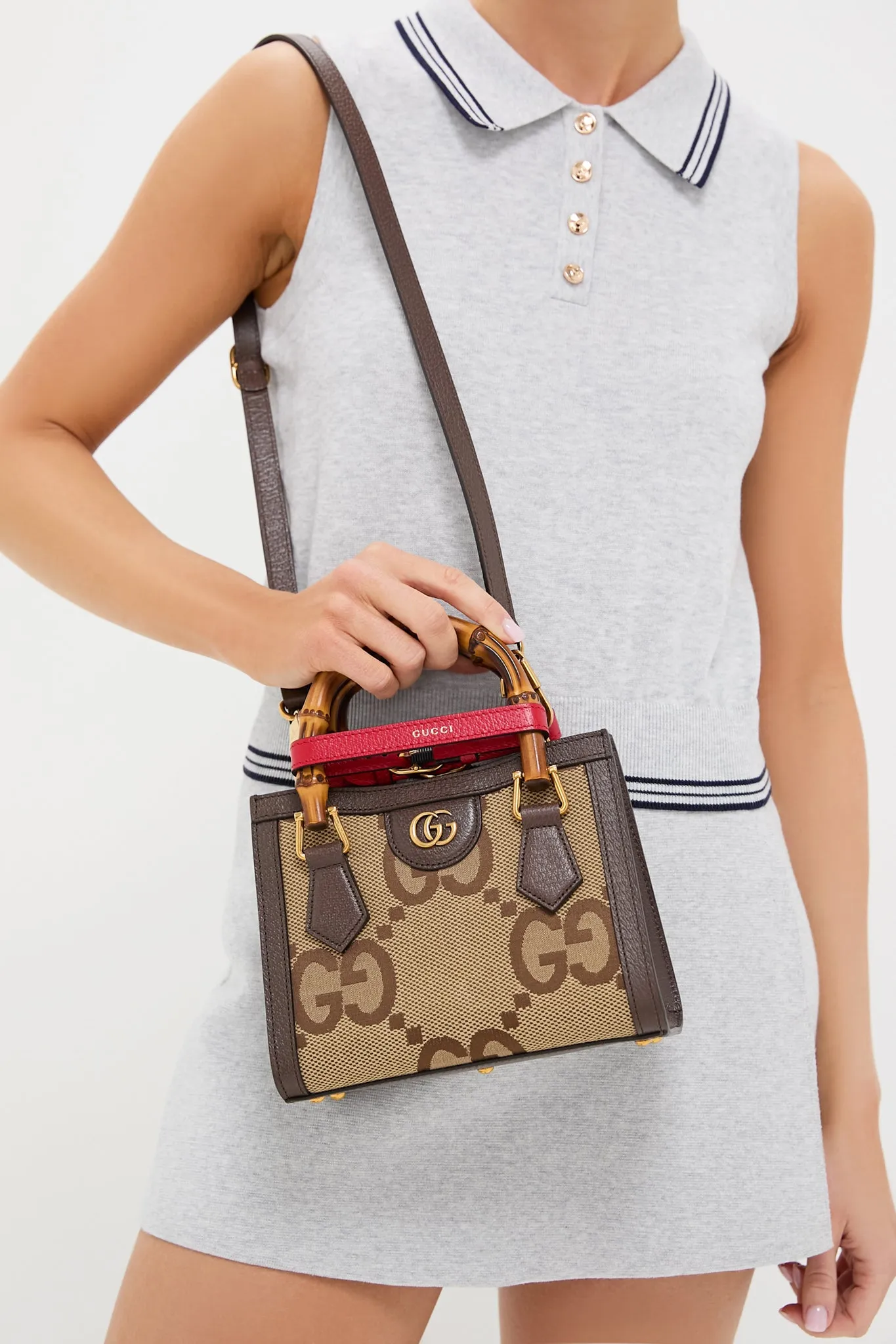 Gucci Beige Brown Canvas Shoulder Bag