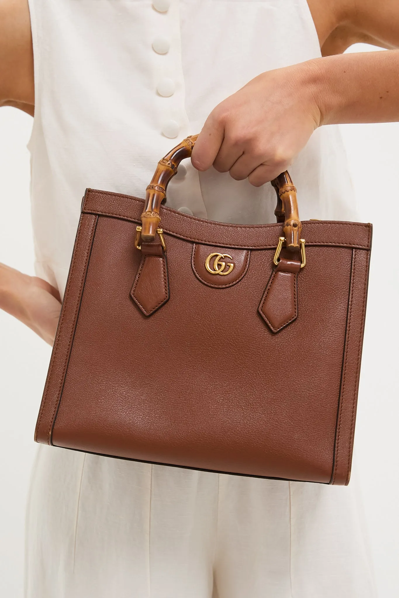 Gucci Brown Diana Bamboo Handle Tote