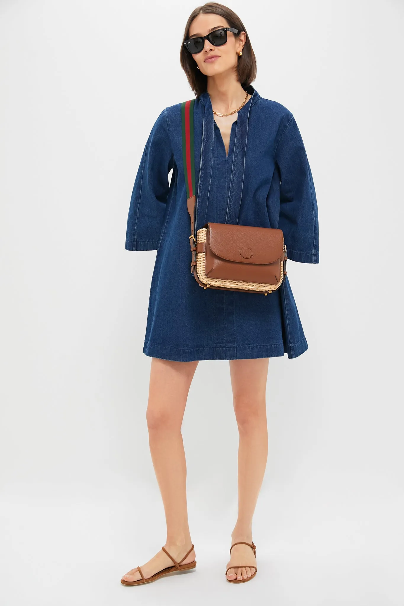 Gucci Wicker and Leather Crossbody Bag