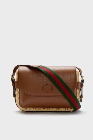 Gucci Wicker and Leather Crossbody Bag