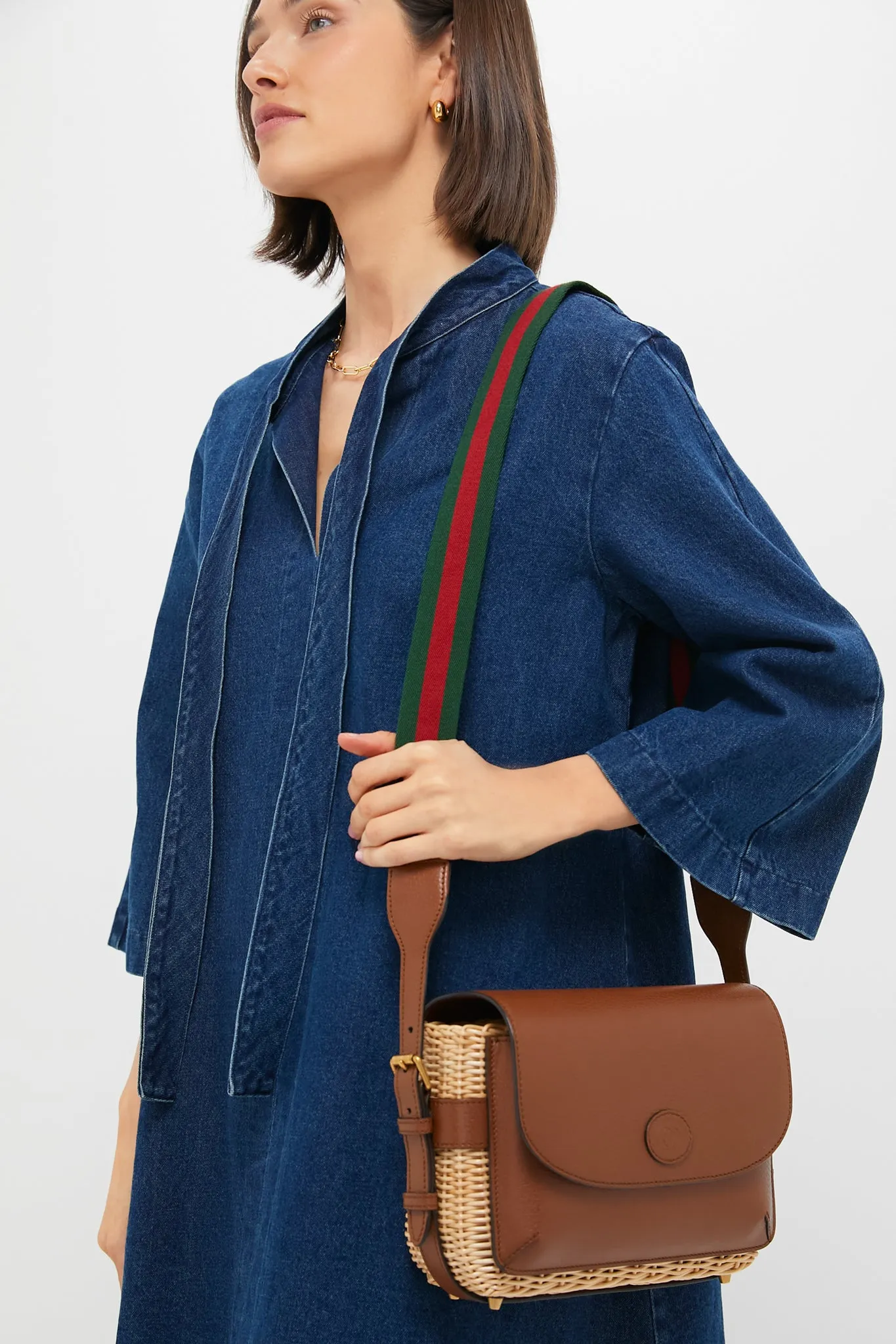 Gucci Wicker and Leather Crossbody Bag