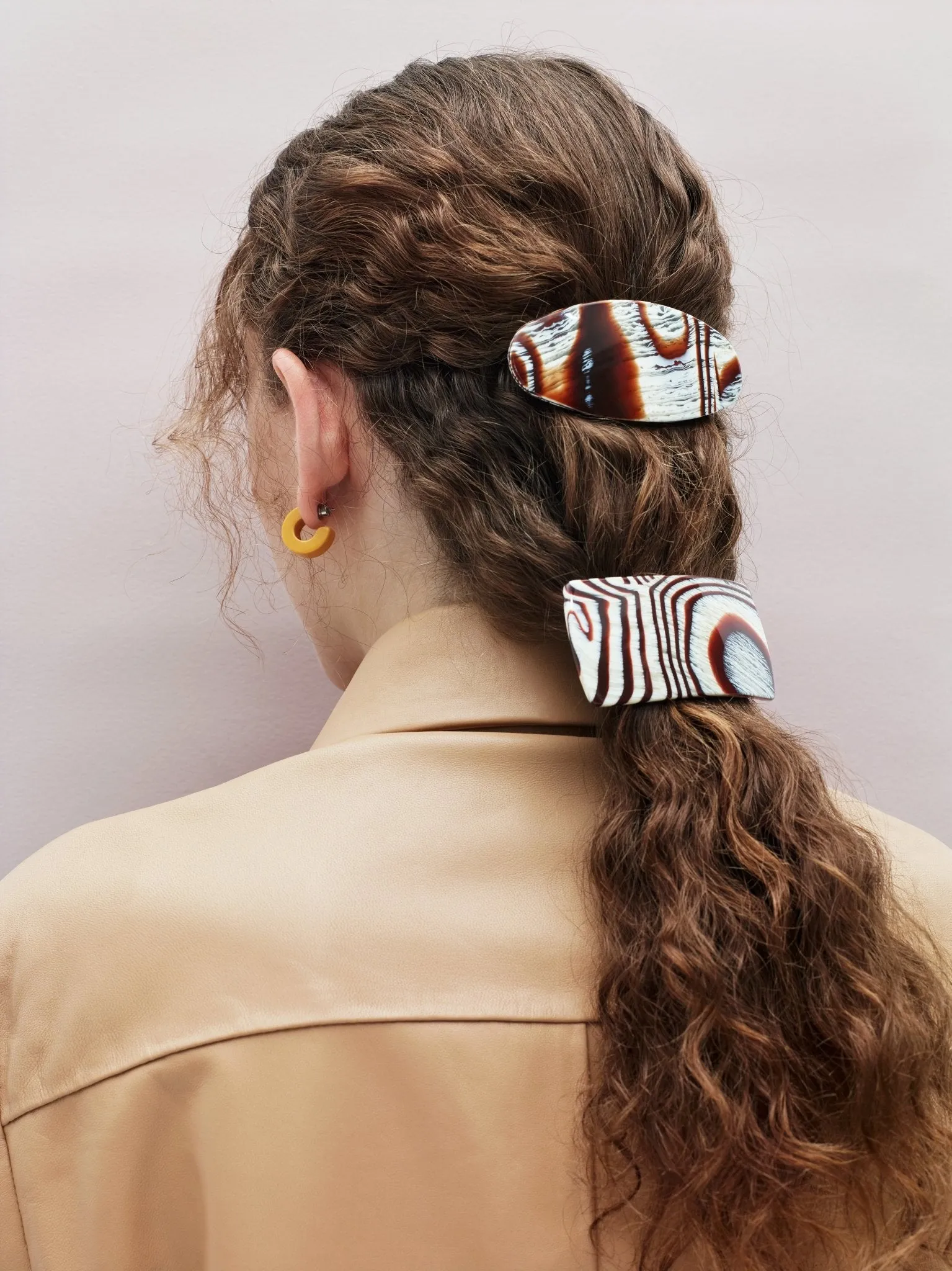 Jumbo Oval Barrette in Neon Pink