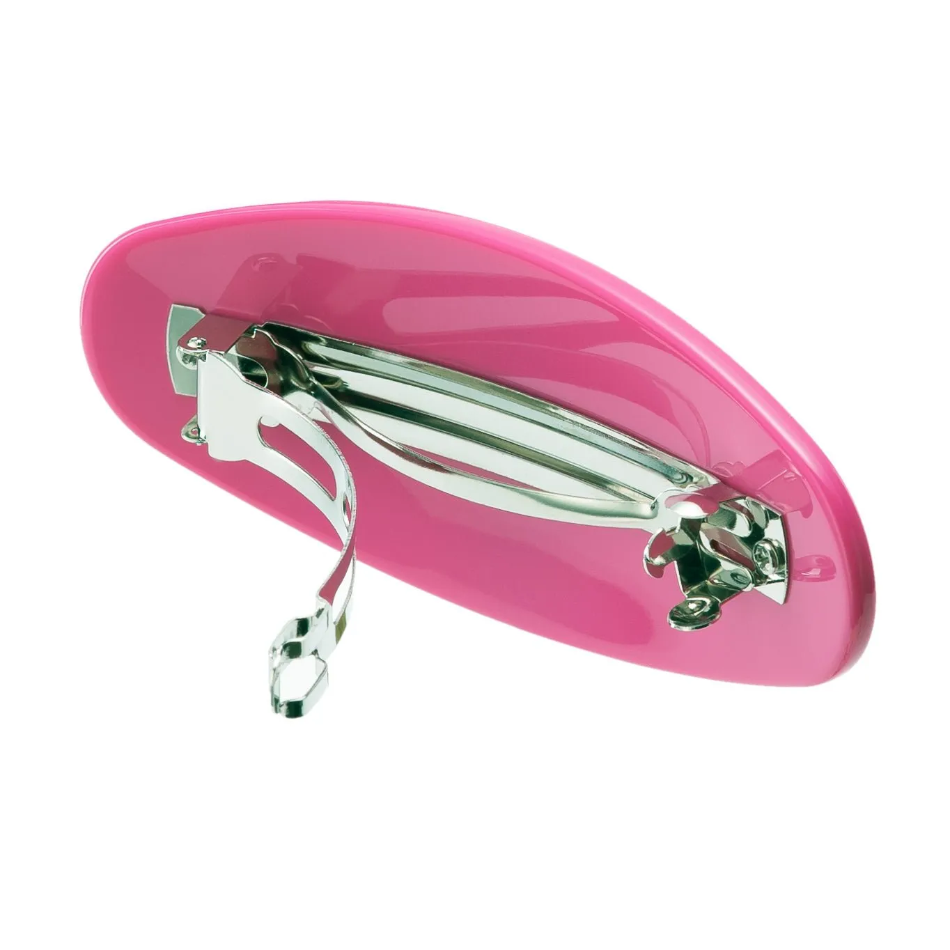 Jumbo Oval Barrette in Neon Pink