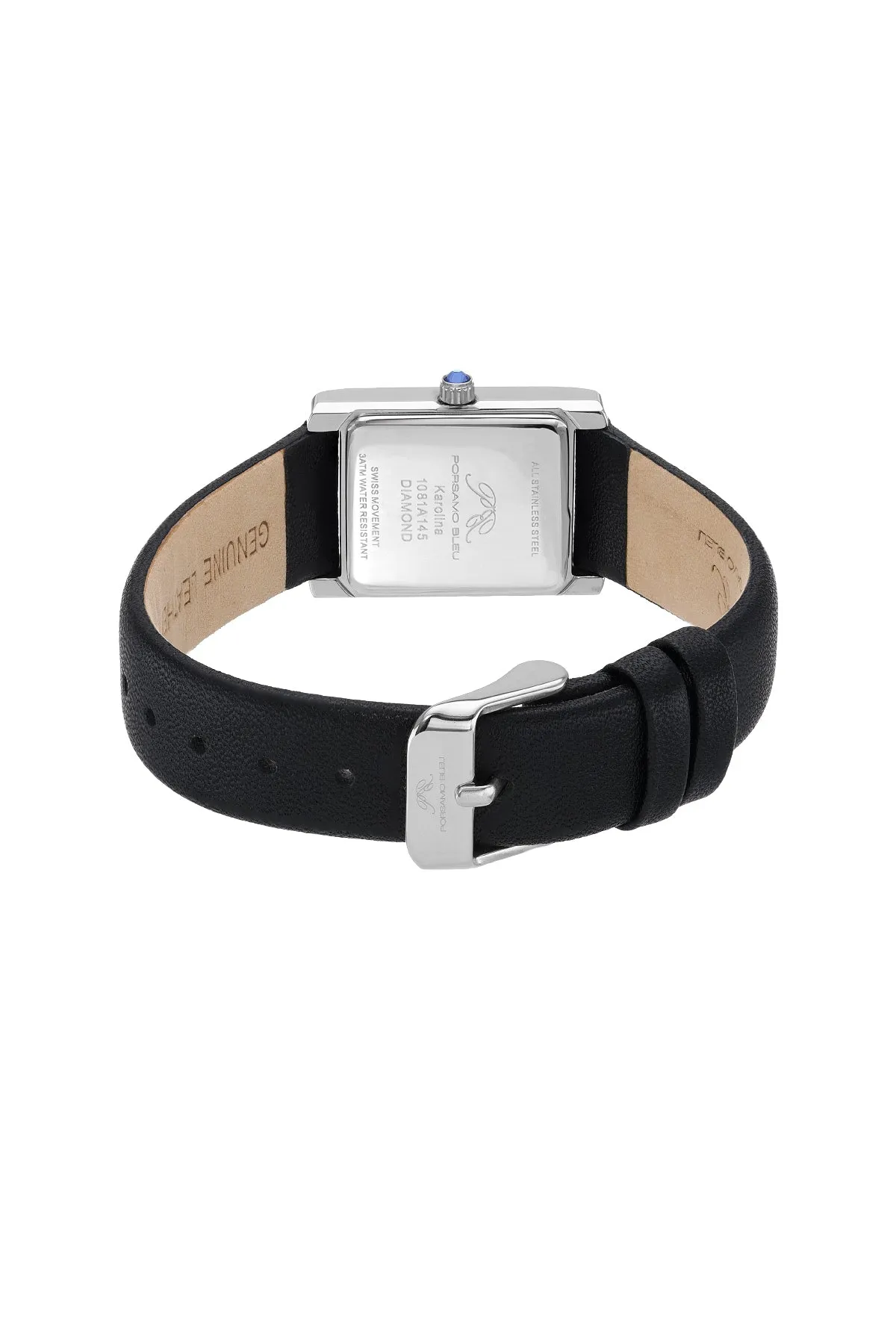 Karolina Women's Diamond Watch with Black Leather Band