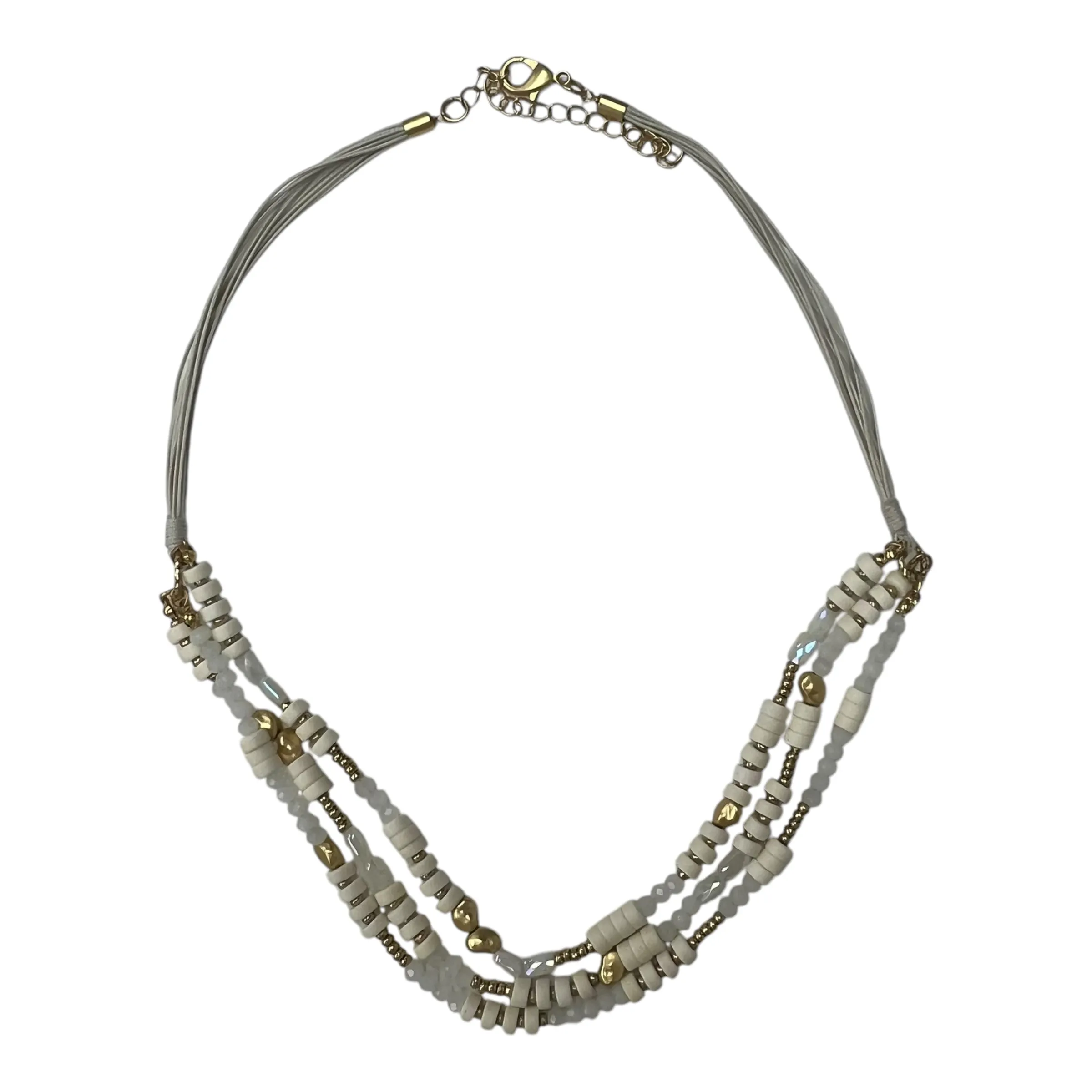 Necklace Layered By Clothes Mentor In White