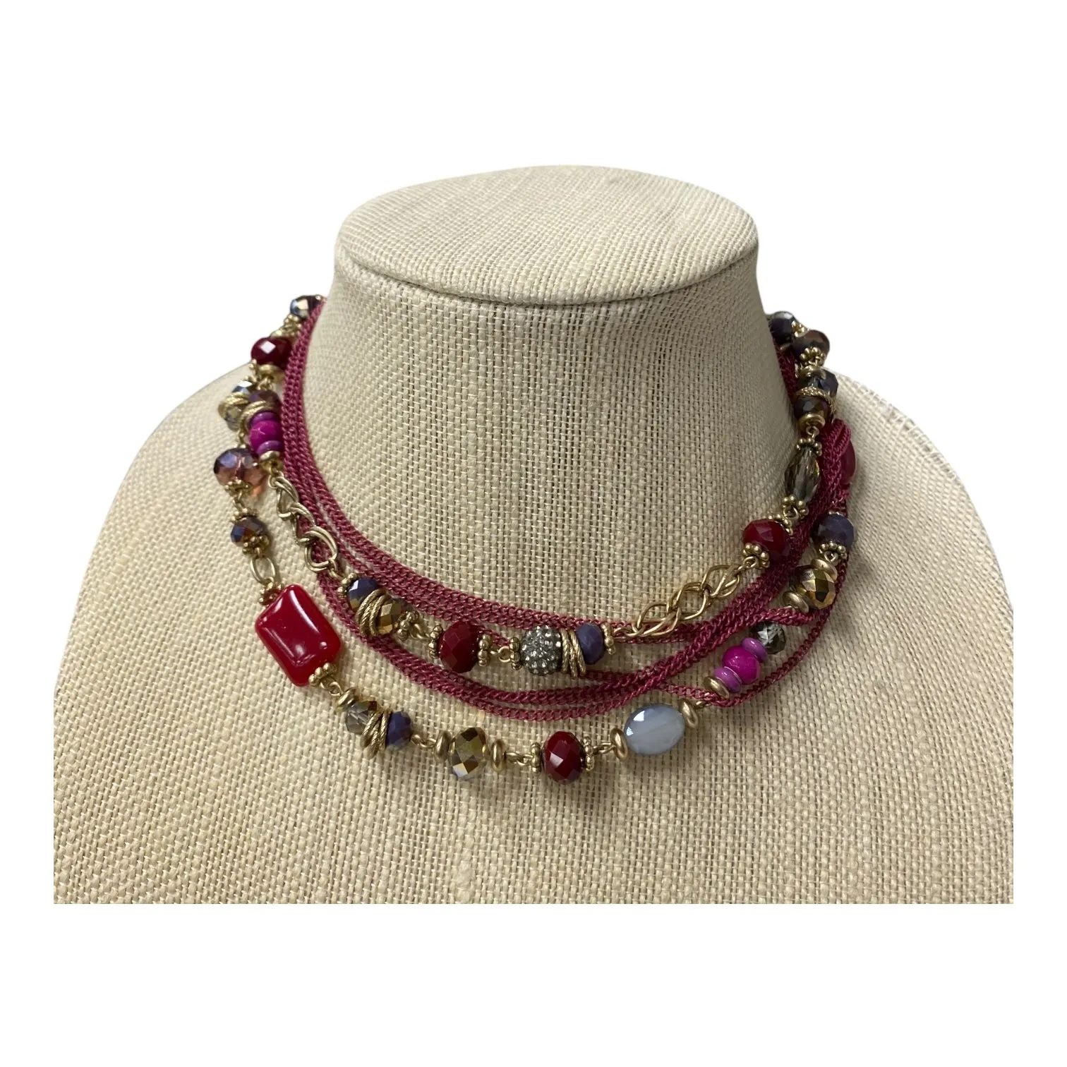 Necklace Layered  In Red