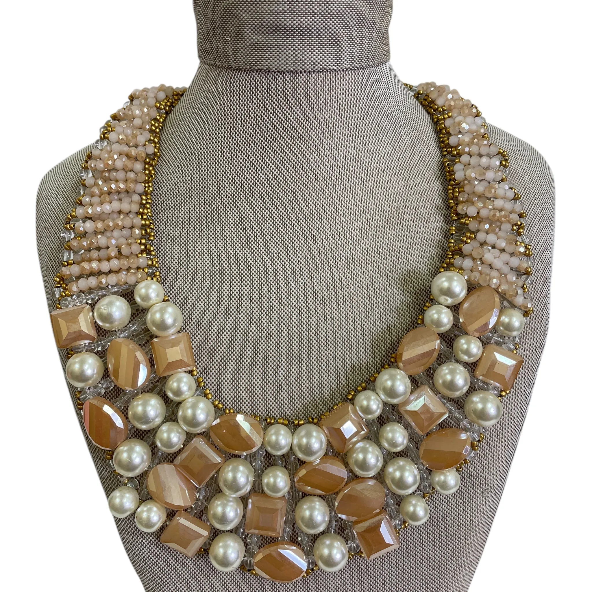 Necklace Statement By Gardenia In Pink & White