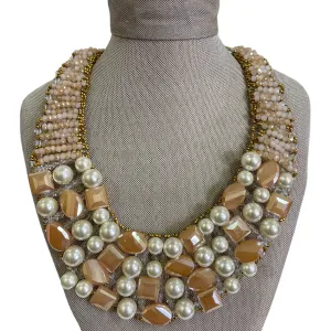 Necklace Statement By Gardenia In Pink & White